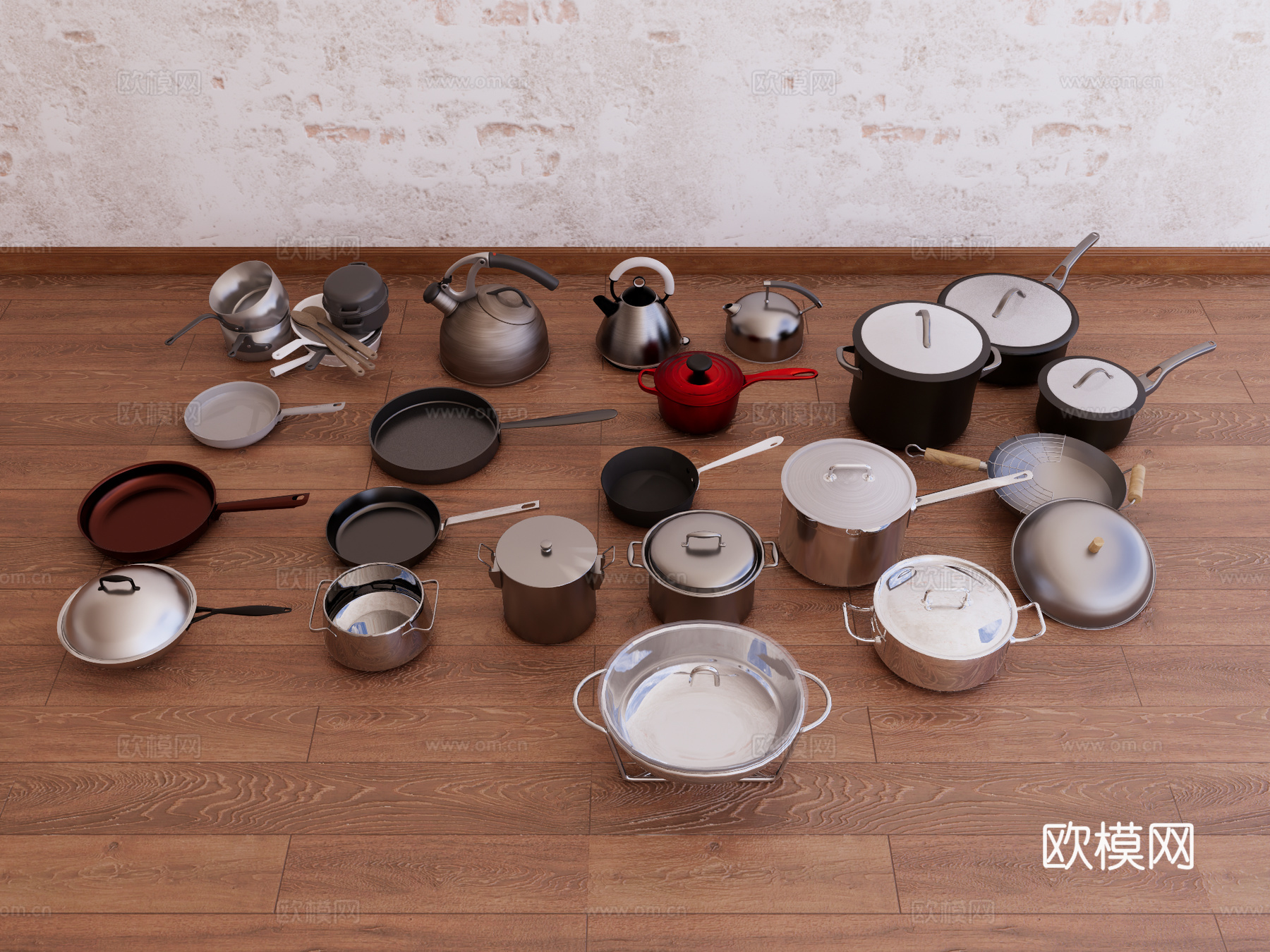 锅 炒菜锅 平底锅 热水壶 烧水壶su模型