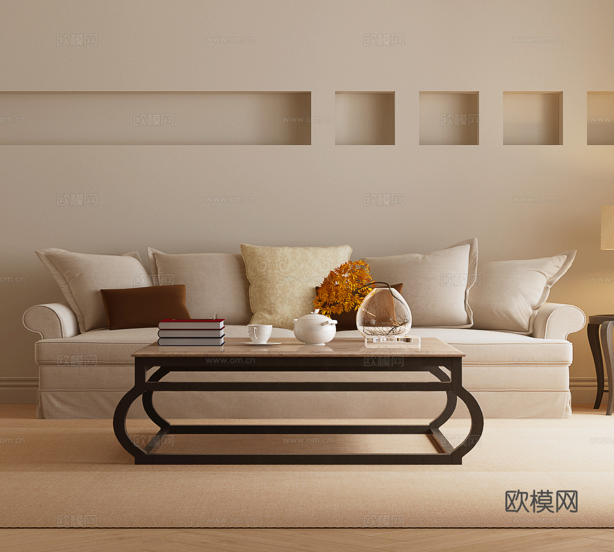 现代美式沙发组合免费3d模型下载