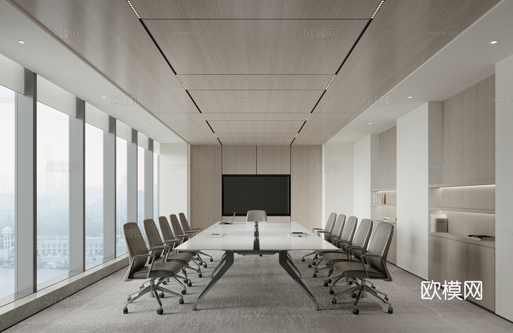 现代会议室3d模型下载