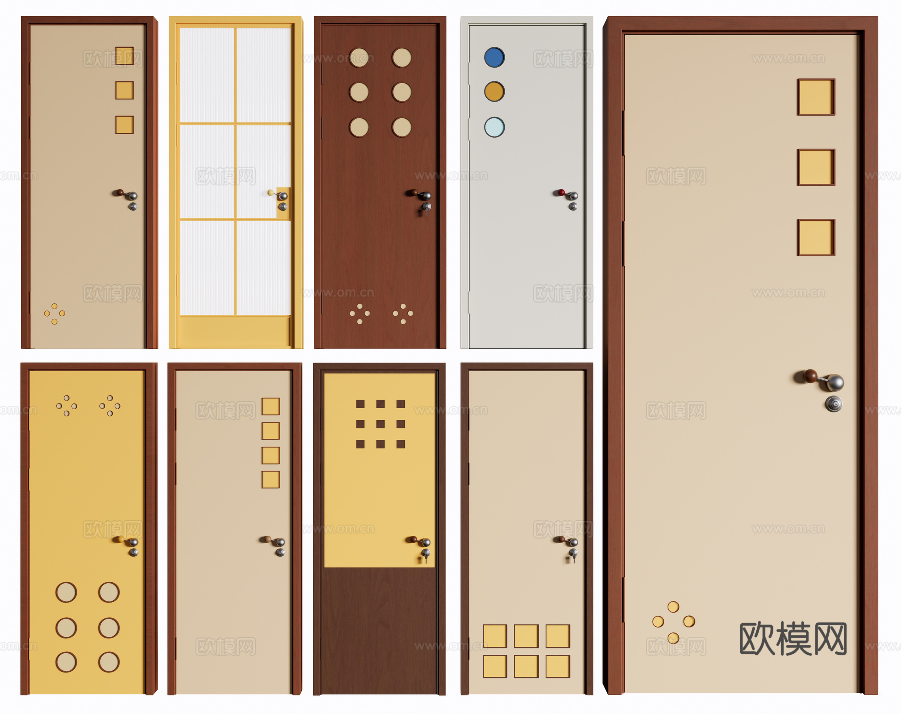 中古奶油单开门 复古门 卧室门 玻璃单开门 孟菲斯 多巴胺3d模型