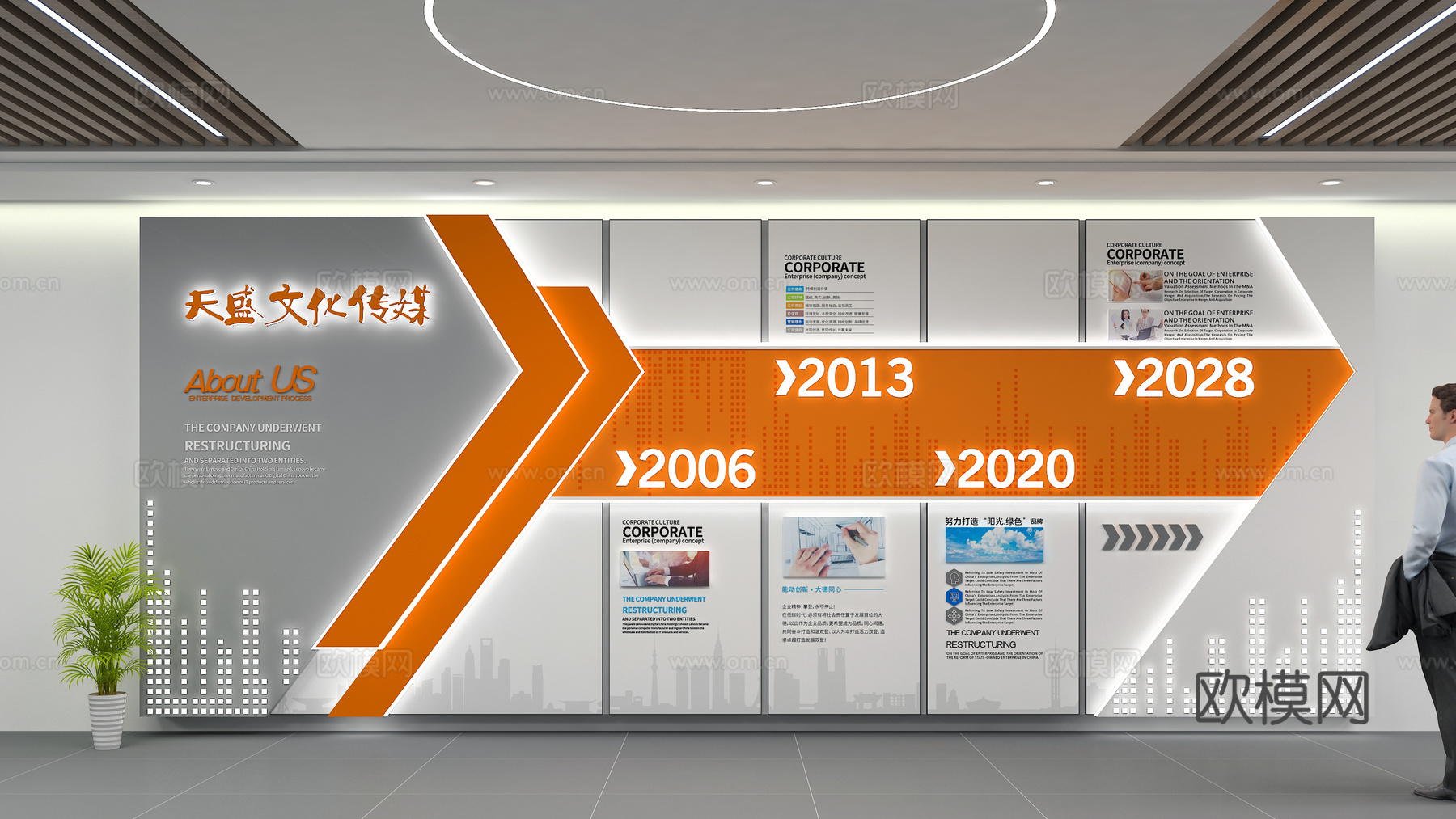 企业文化墙3d模型