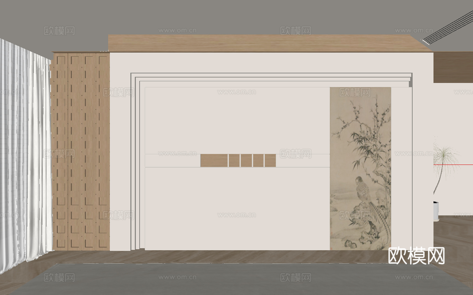 餐厅客厅背景墙su模型