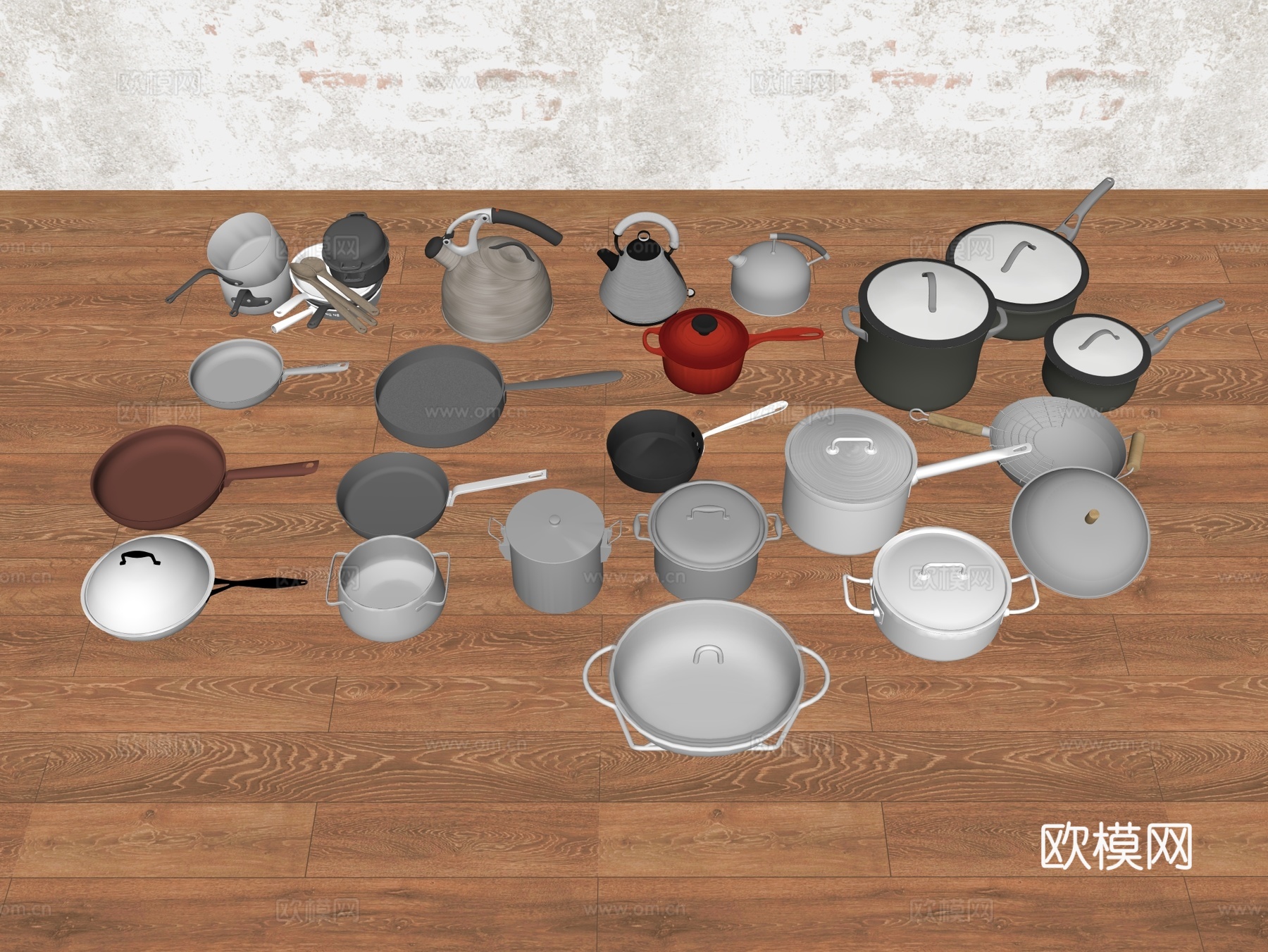 锅 炒菜锅 平底锅 热水壶 烧水壶su模型