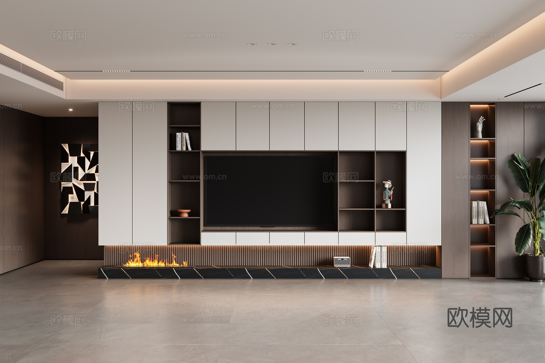 现代电视背景墙3d模型下载