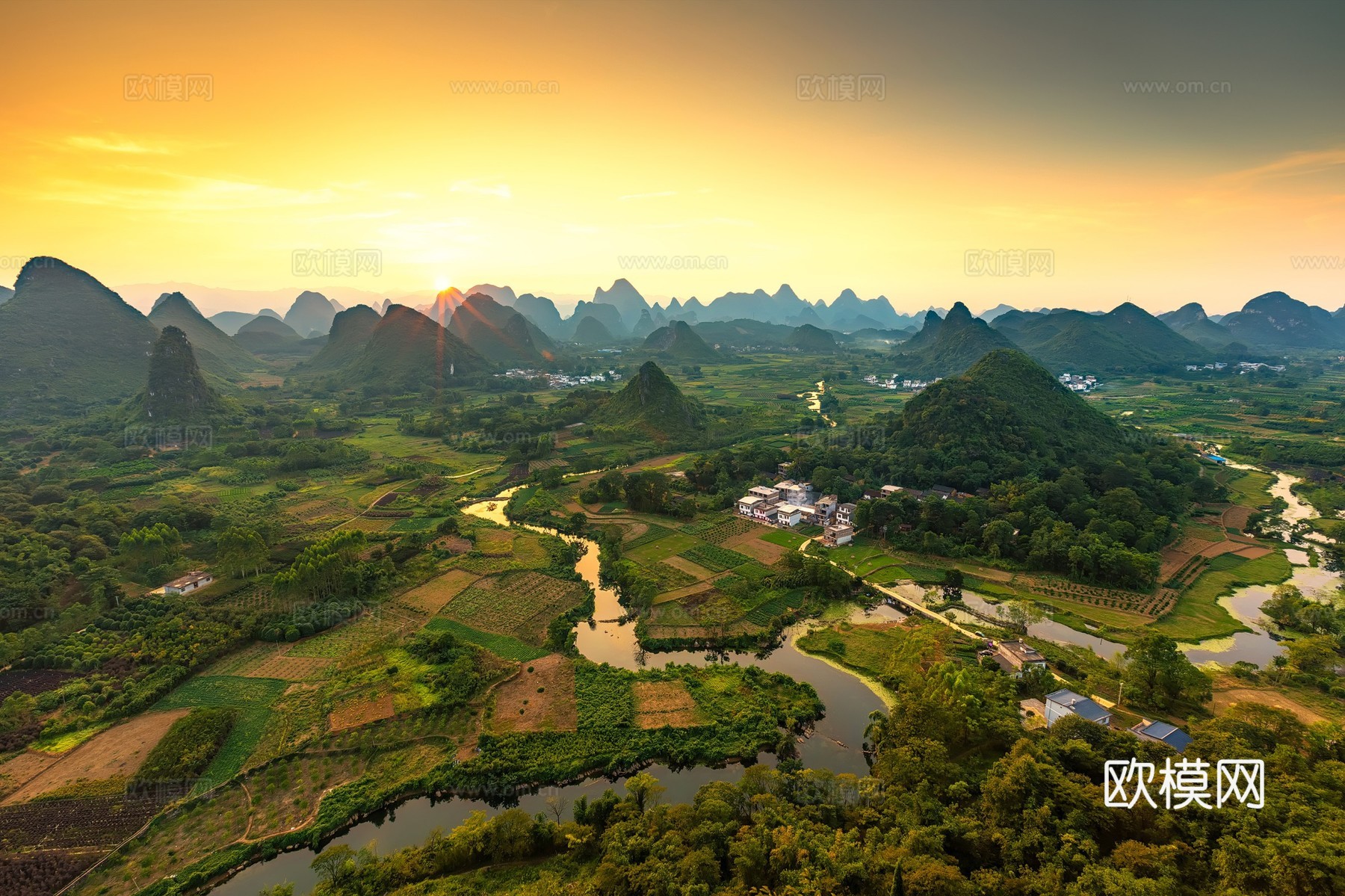 自然风景 山脉农田