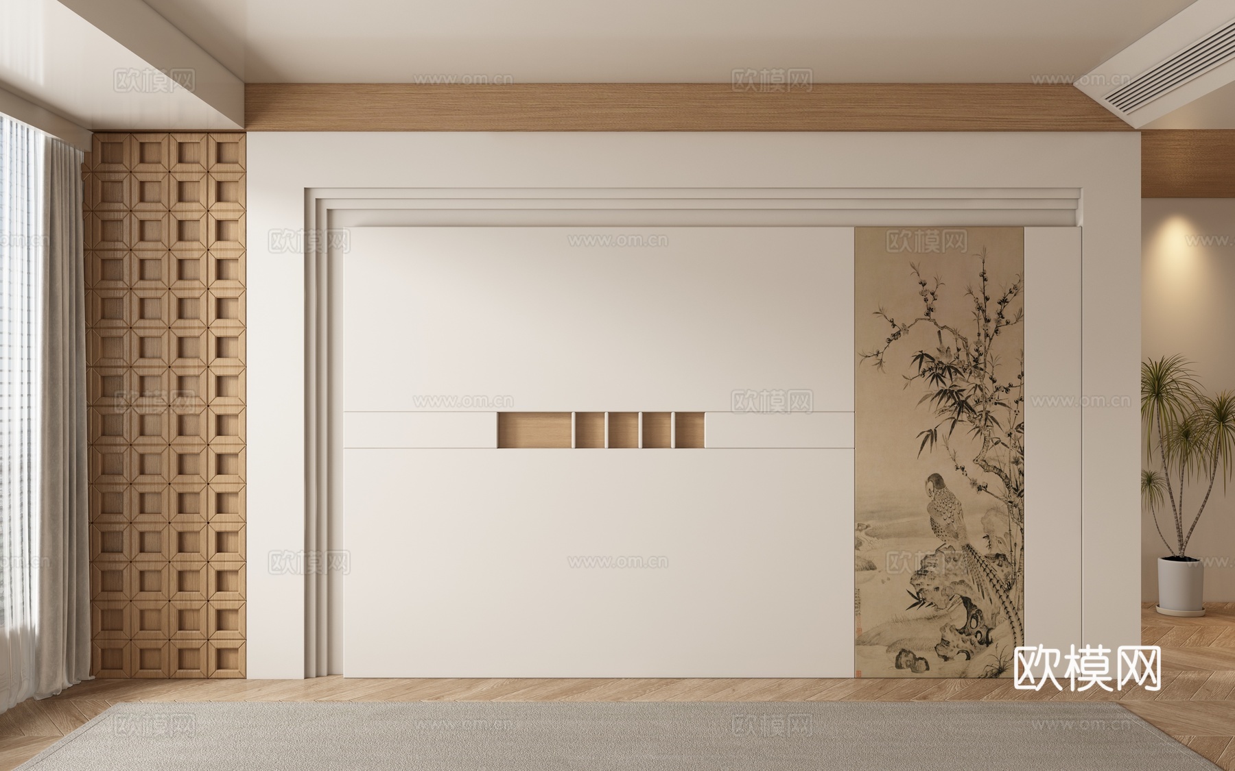 餐厅客厅背景墙su模型