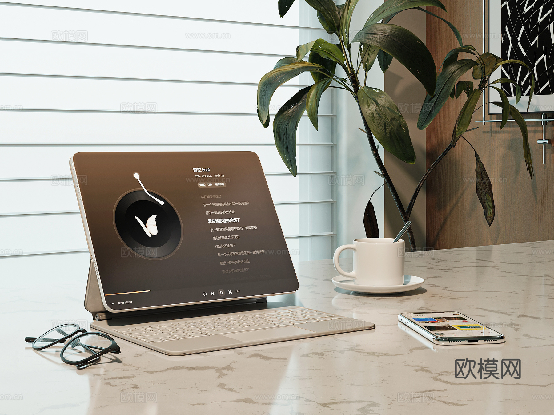 现代笔记本电脑平板电脑su模型下载（渲染图1）