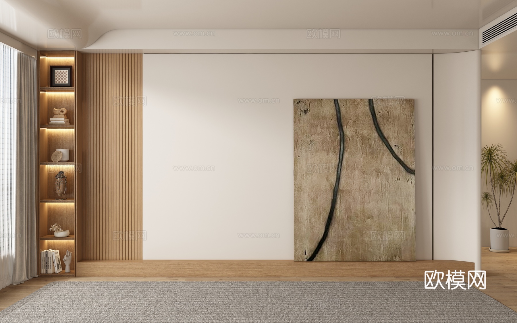 中古风餐厅客厅背景墙su模型