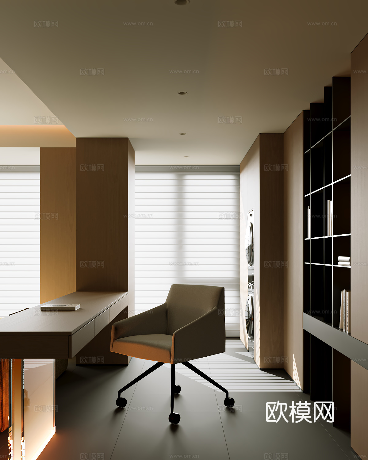 现代书房3d模型下载