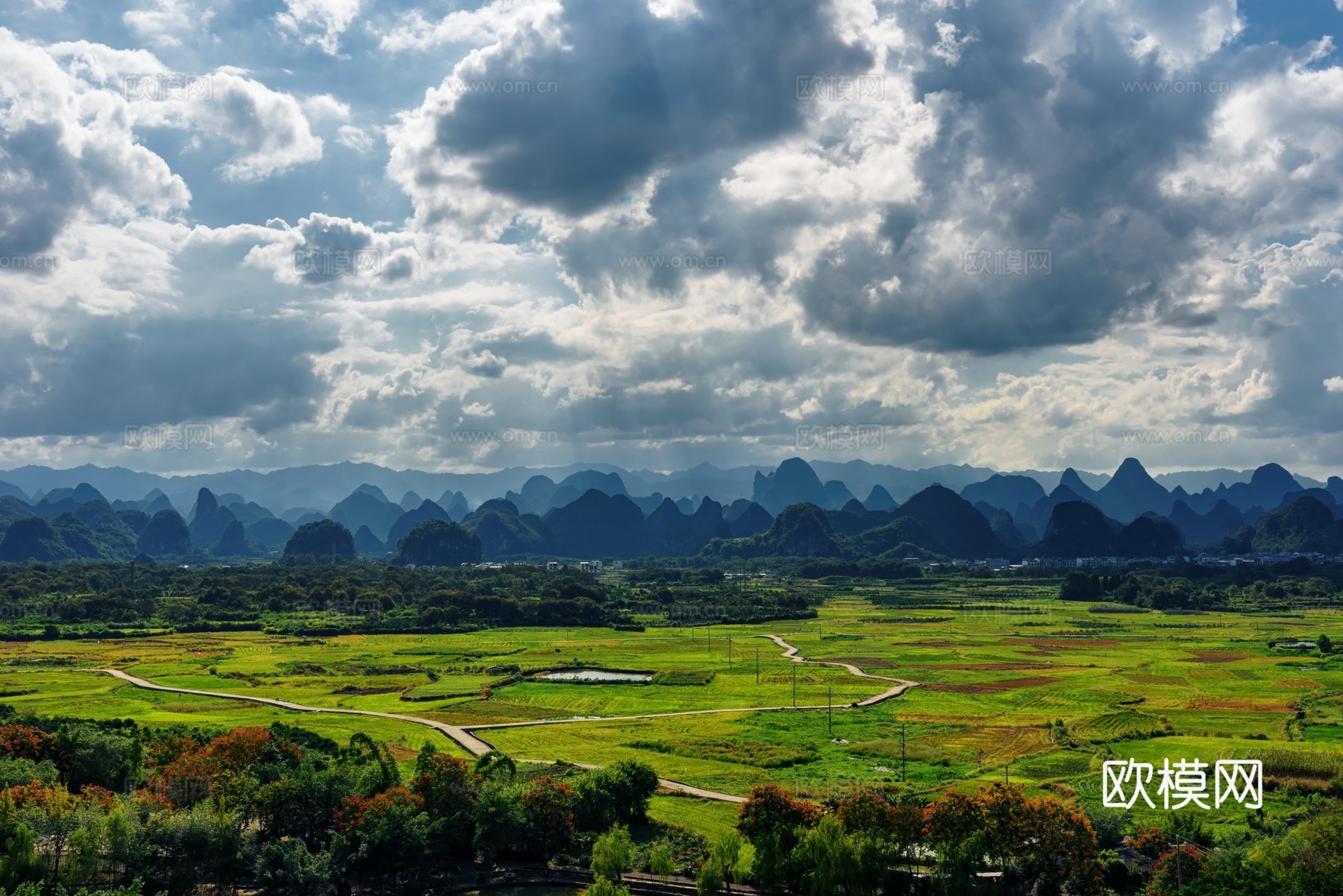自然风景 山脉农田