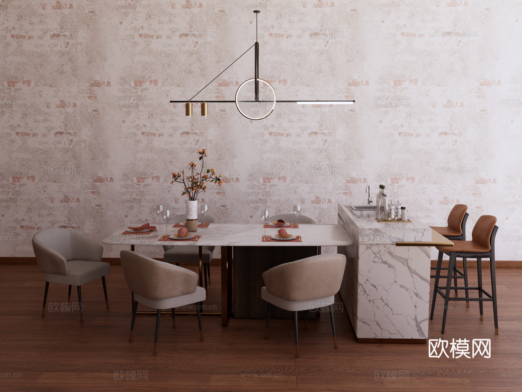 岛台 厨房岛台 餐桌岛台su模型