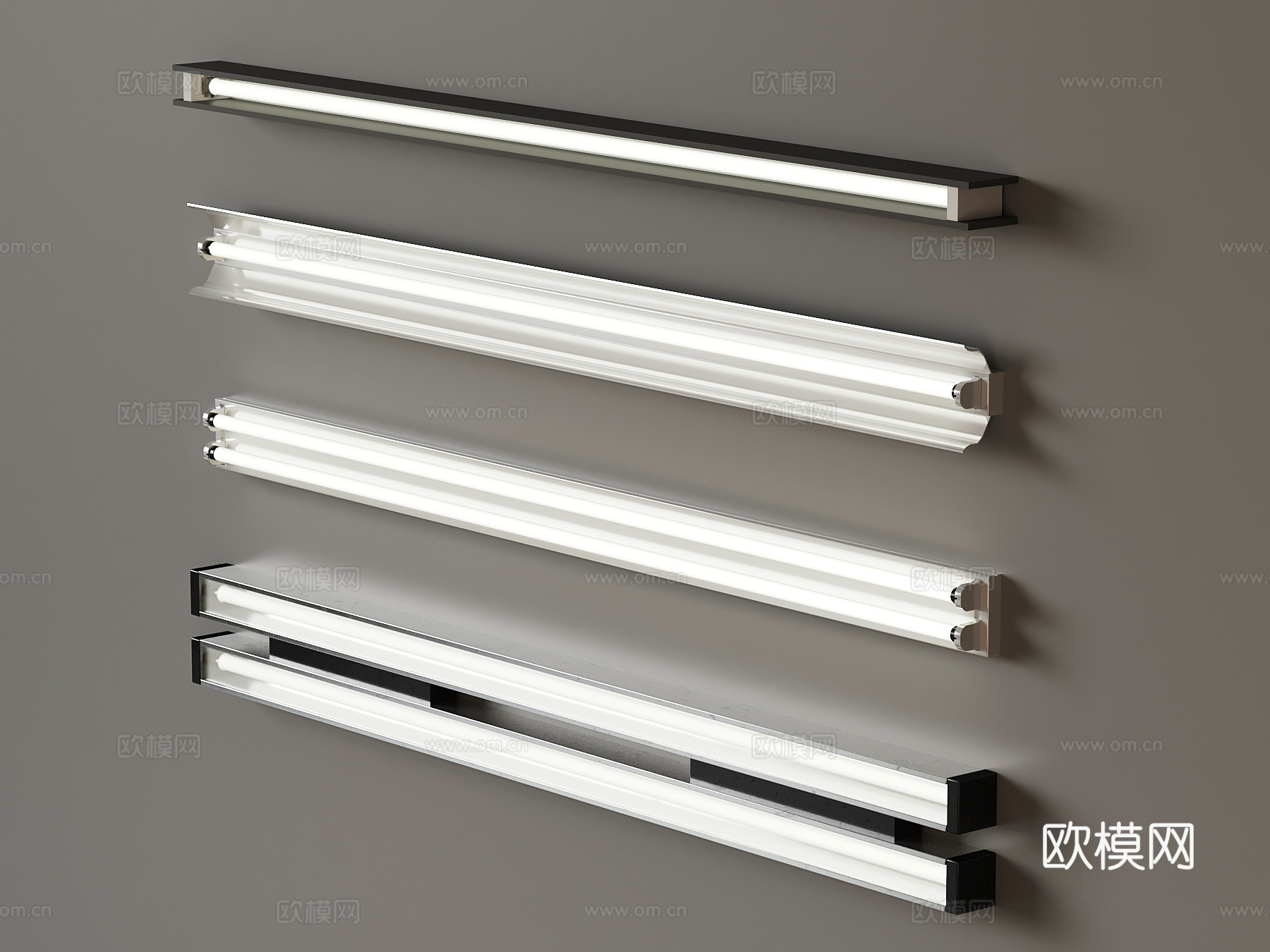 工业风LED日光灯 长条线性灯su模型下载（渲染图1）