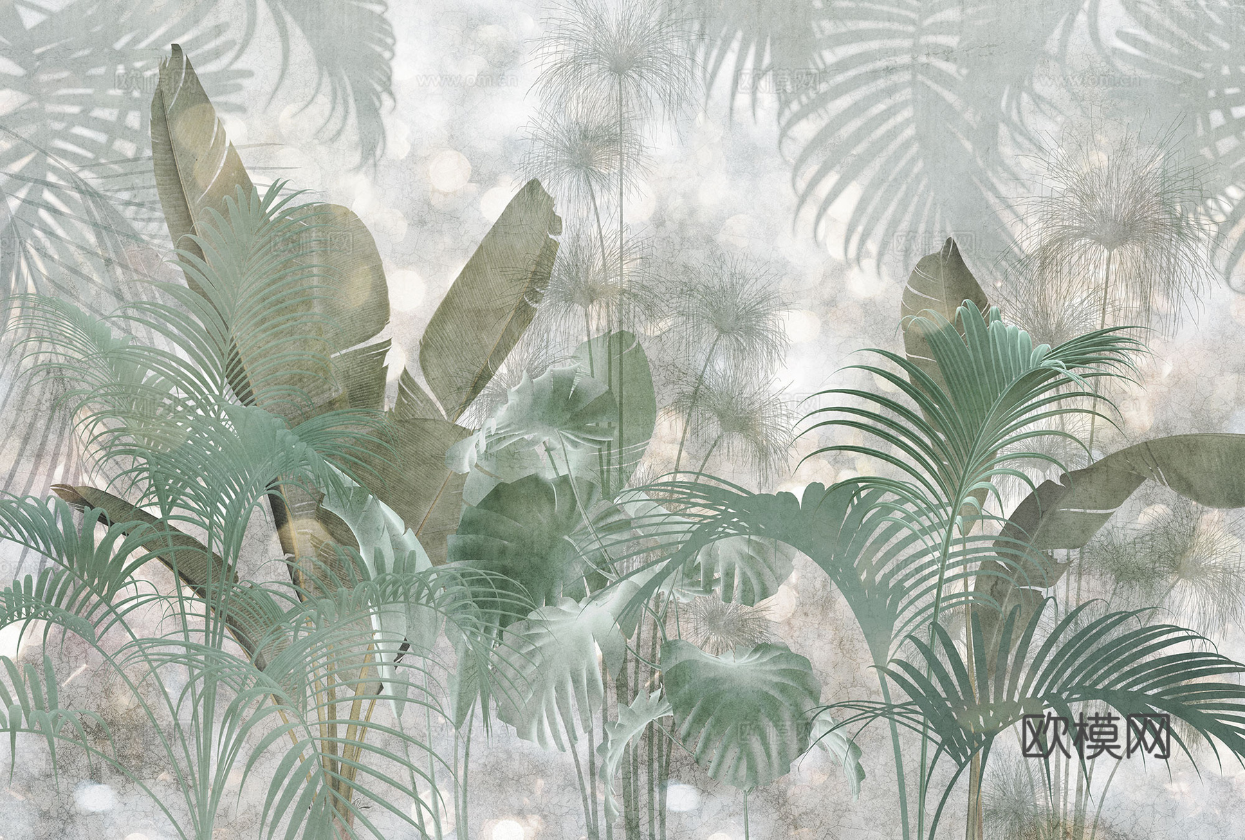 新中式植物壁纸壁画 中式植物壁画