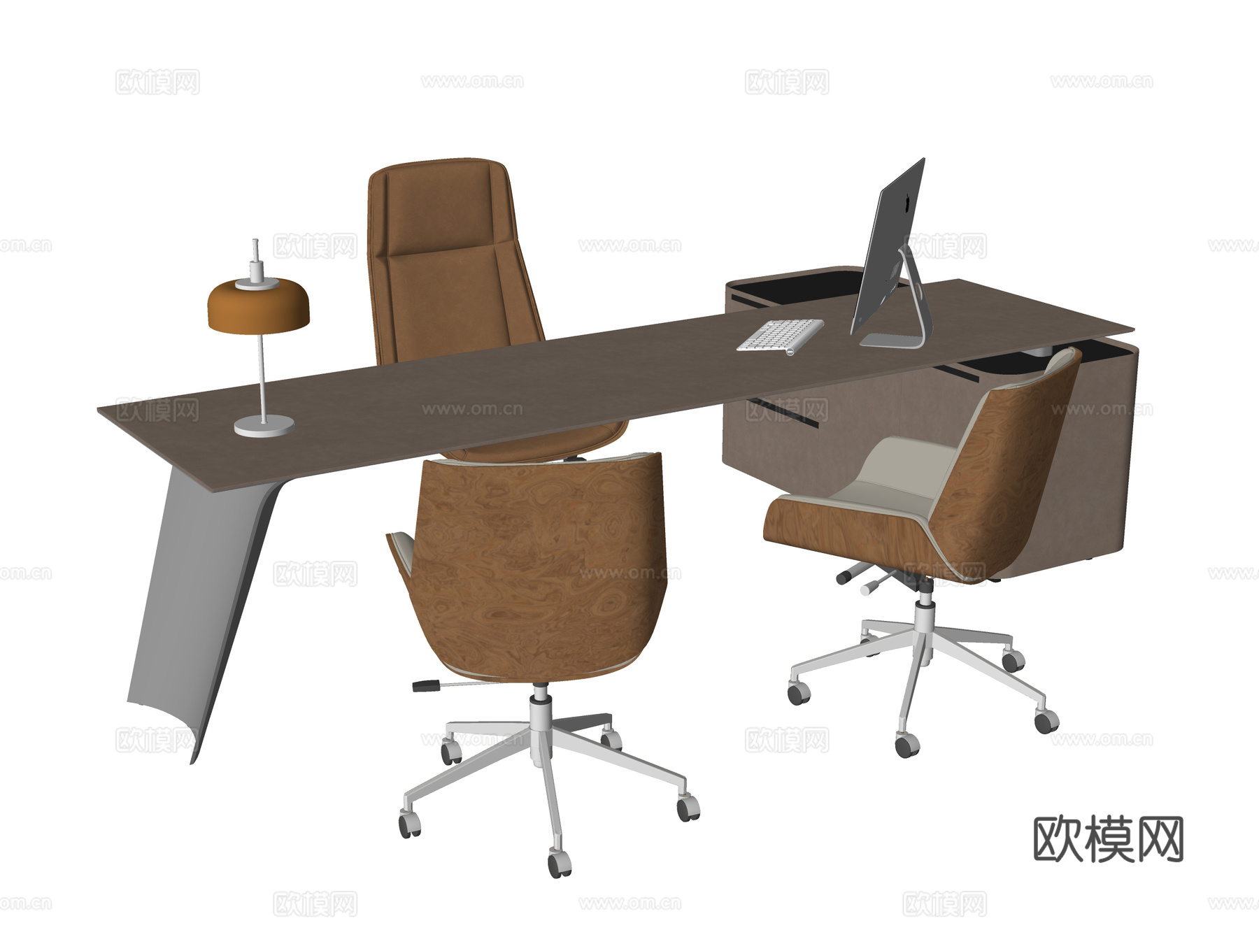 现代办公桌 经理办公桌 老板桌 办公桌椅组合su模型