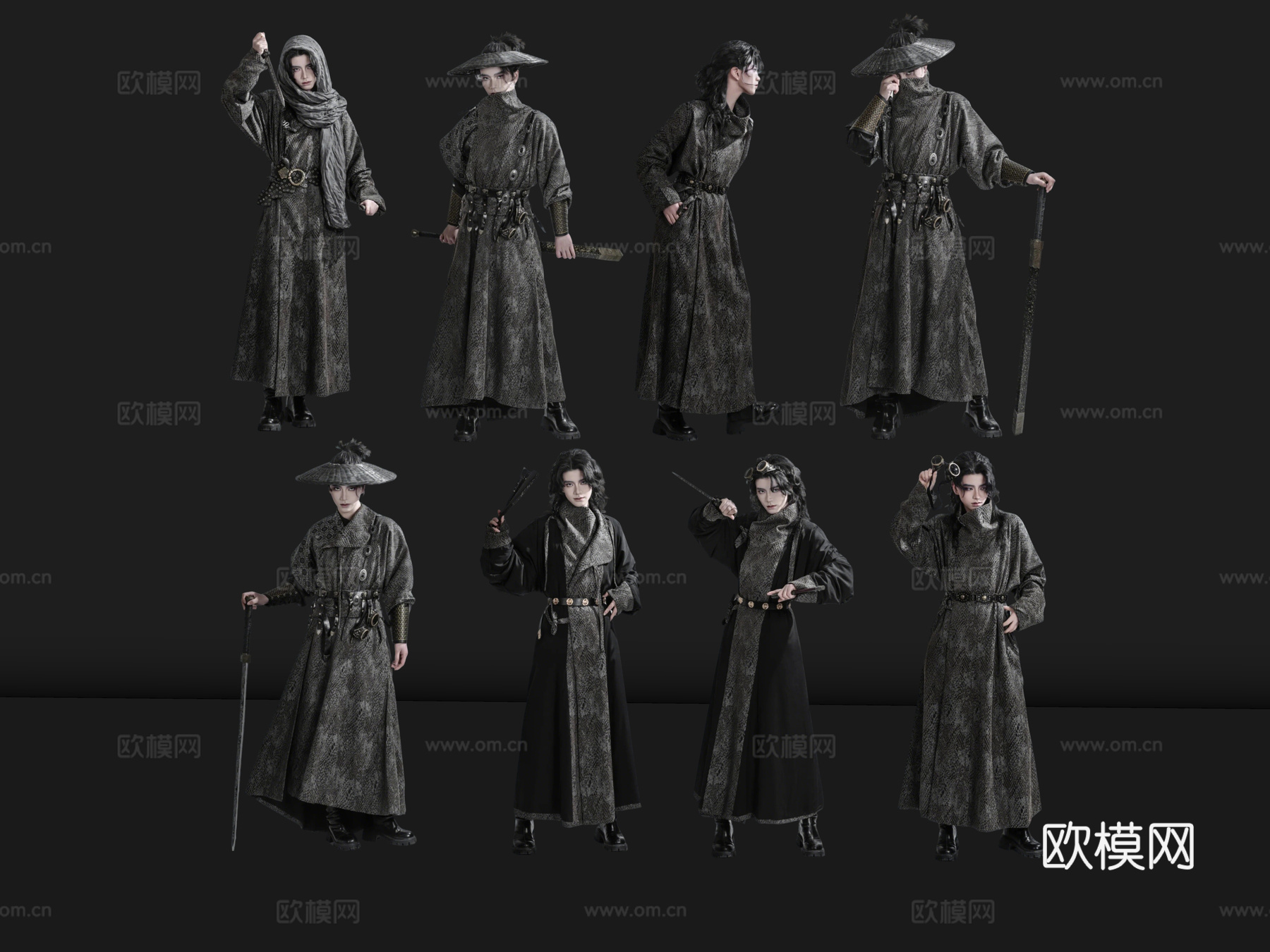 2D武侠 古装人物 古风男子 武侠剑客 侠客su模型