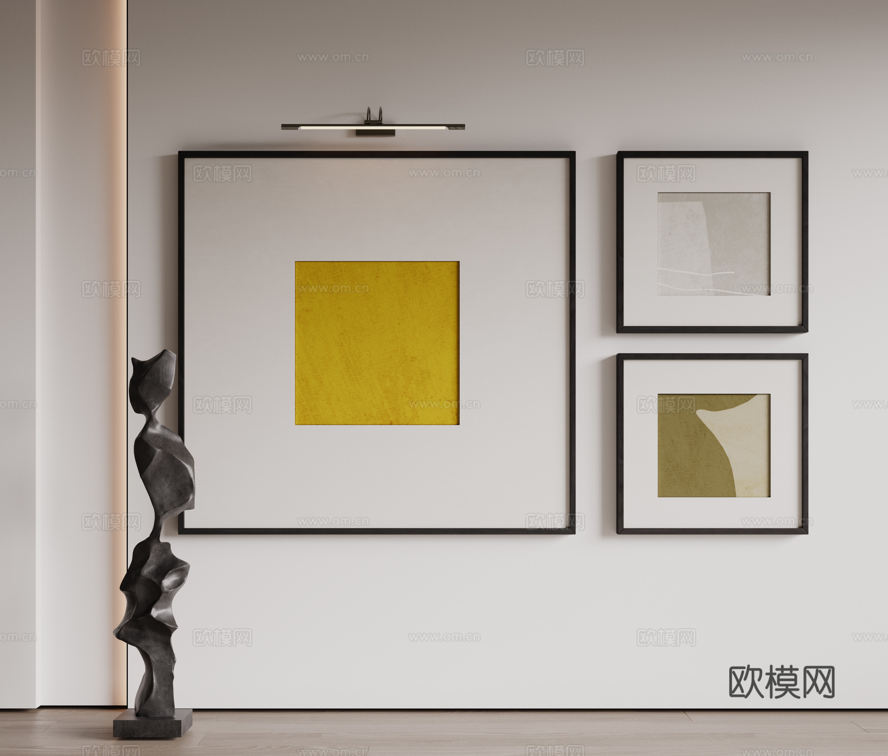 现代极简装饰画 侘寂中古风挂画 奶油风装饰画 意式挂画 黑白3d模型