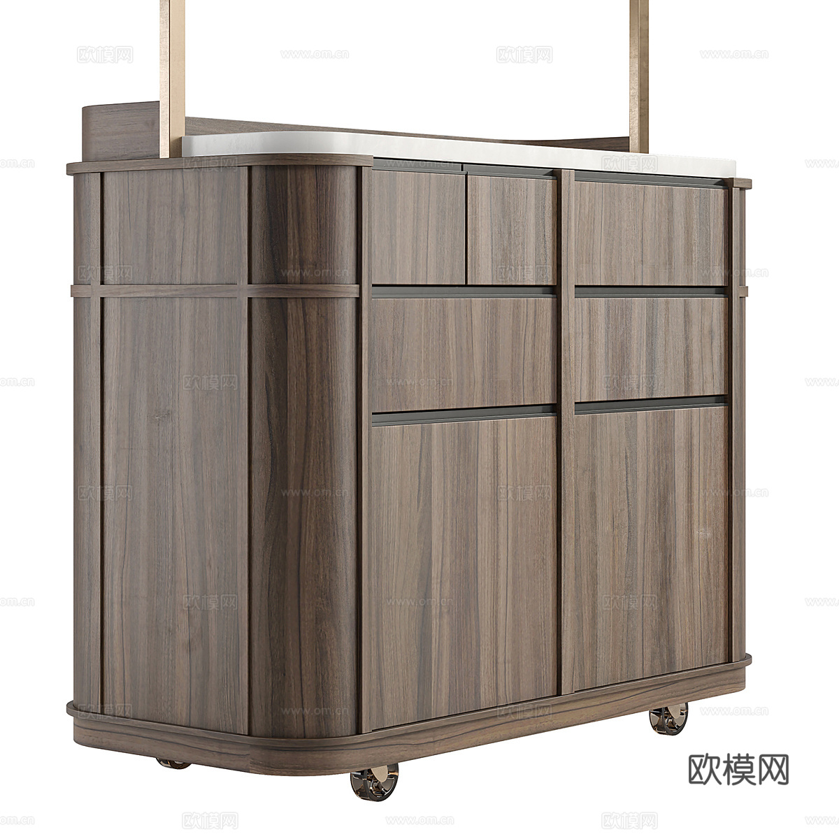 新中式轻奢移动服务台3d模型下载（渲染图4）