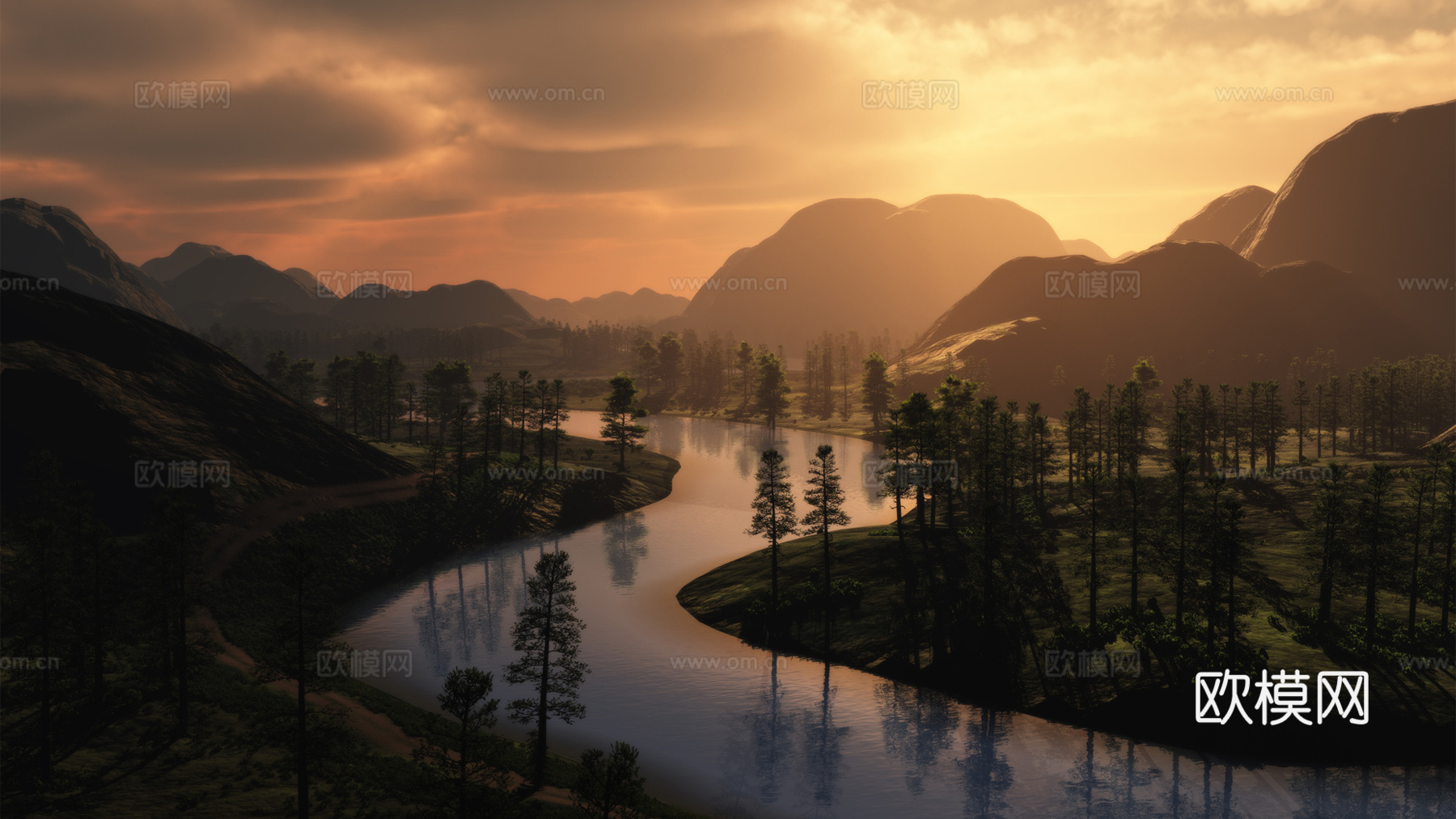 弯曲河流风景
