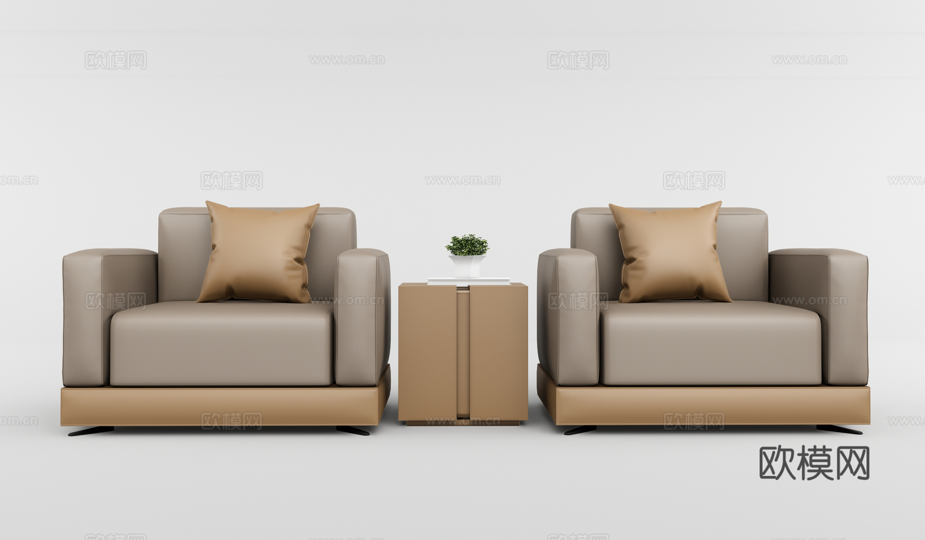 现代单人沙发su模型下载（渲染图1）