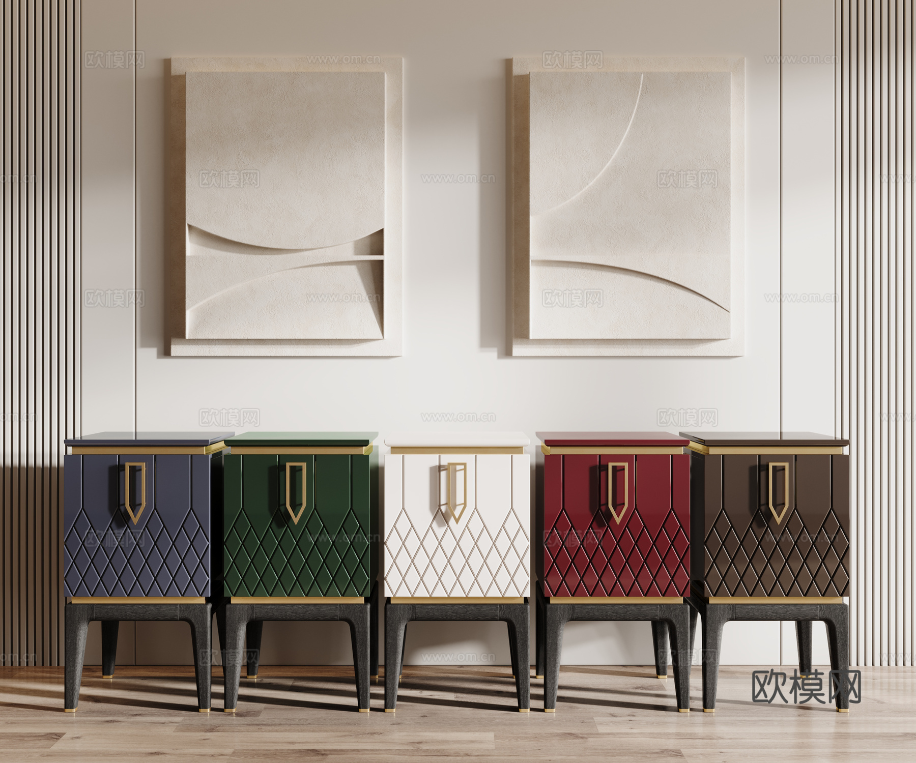 欧式床头柜su模型下载（渲染图1）