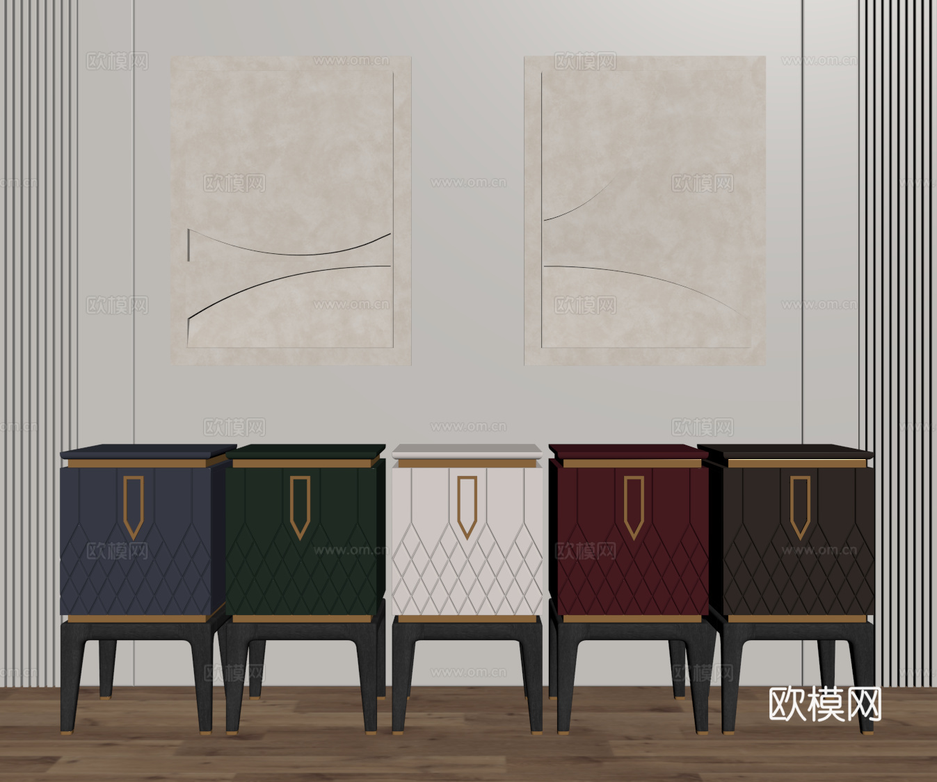 欧式床头柜su模型下载（渲染图2）