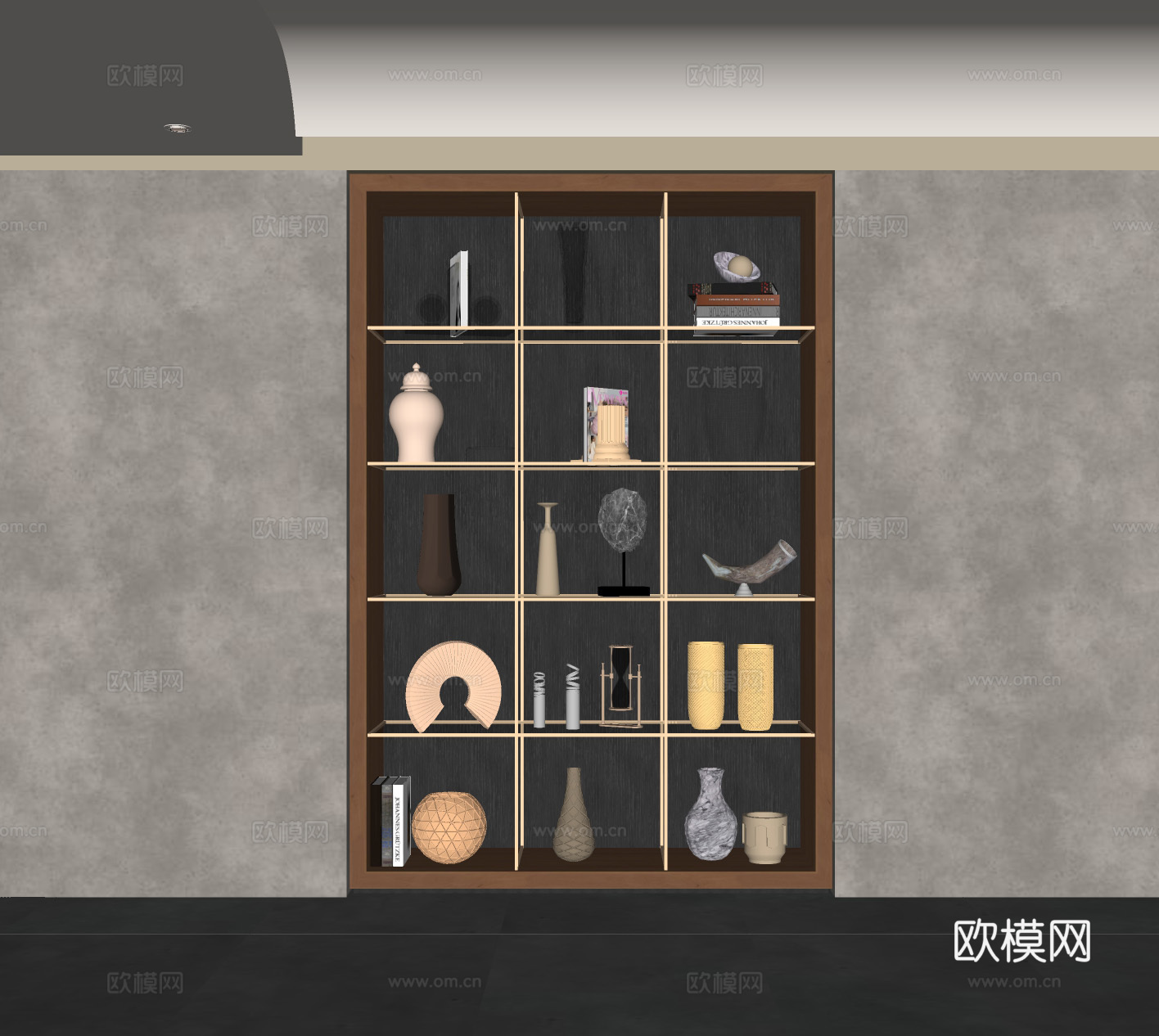 现代储物柜 装饰柜 背景墙su模型
