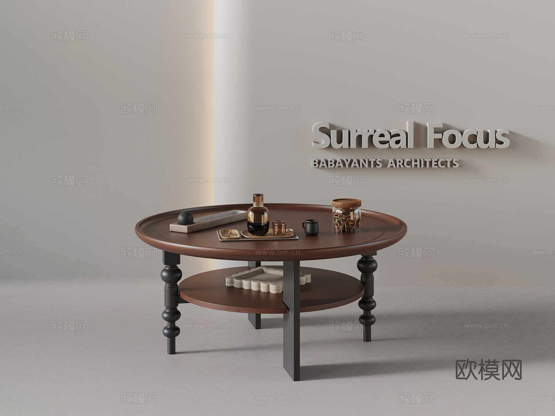 中古风茶几su模型