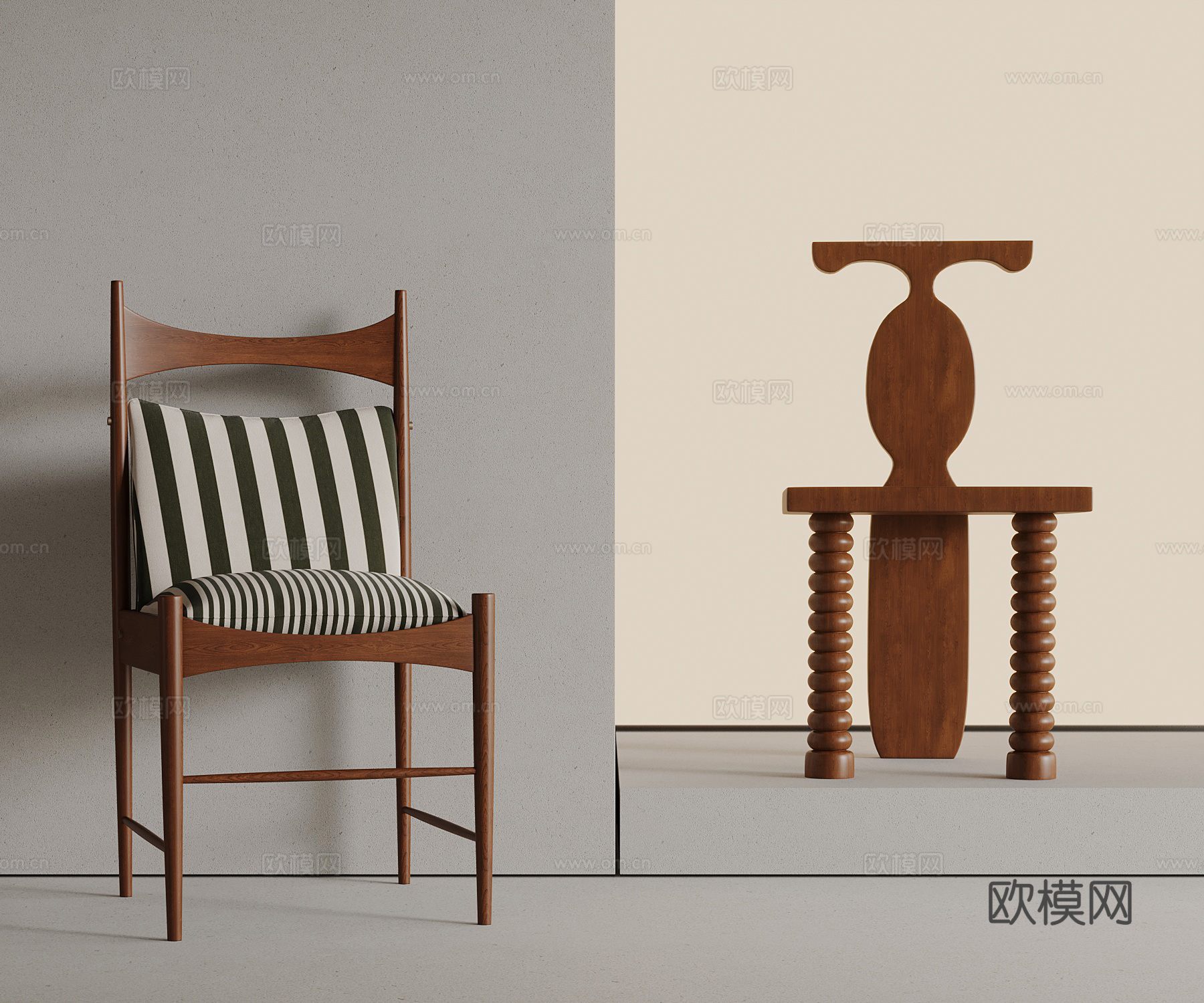 法式中古休闲椅 椅子 餐椅3d模型