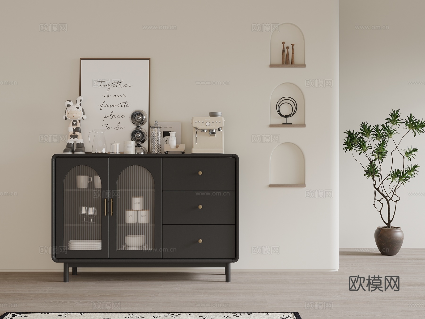 法式玄关柜su模型