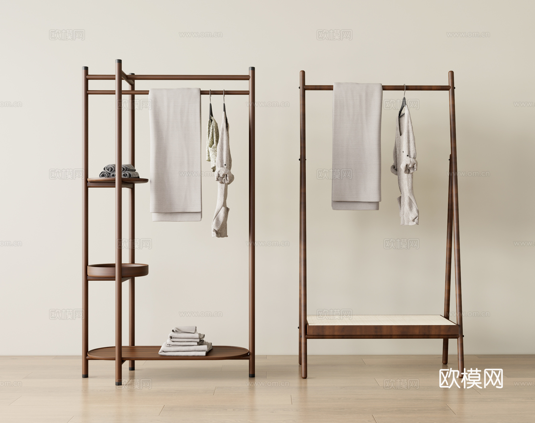 中古衣架 侘寂衣帽架su模型