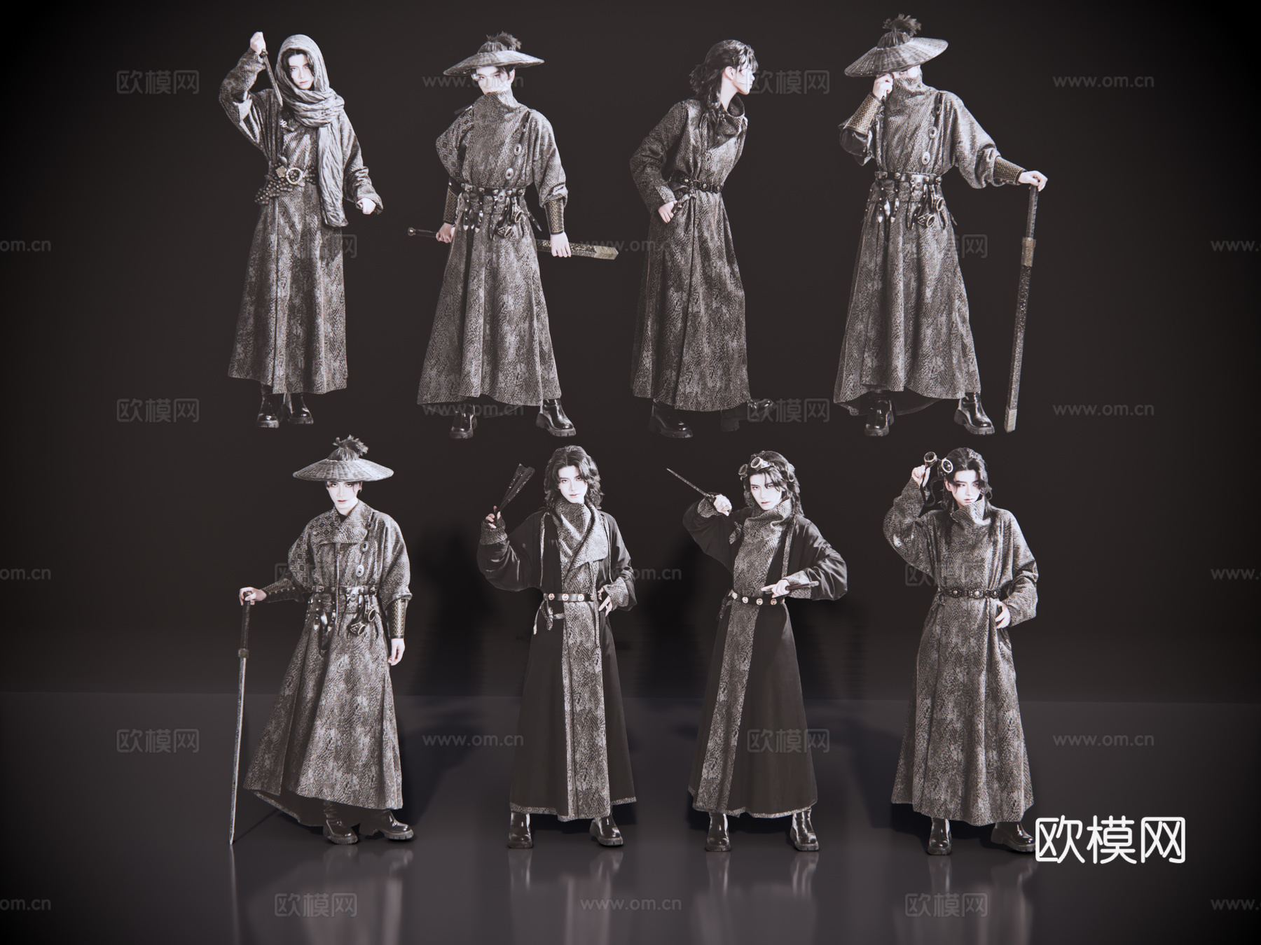 2D武侠 古装人物 古风男子 武侠剑客 侠客su模型