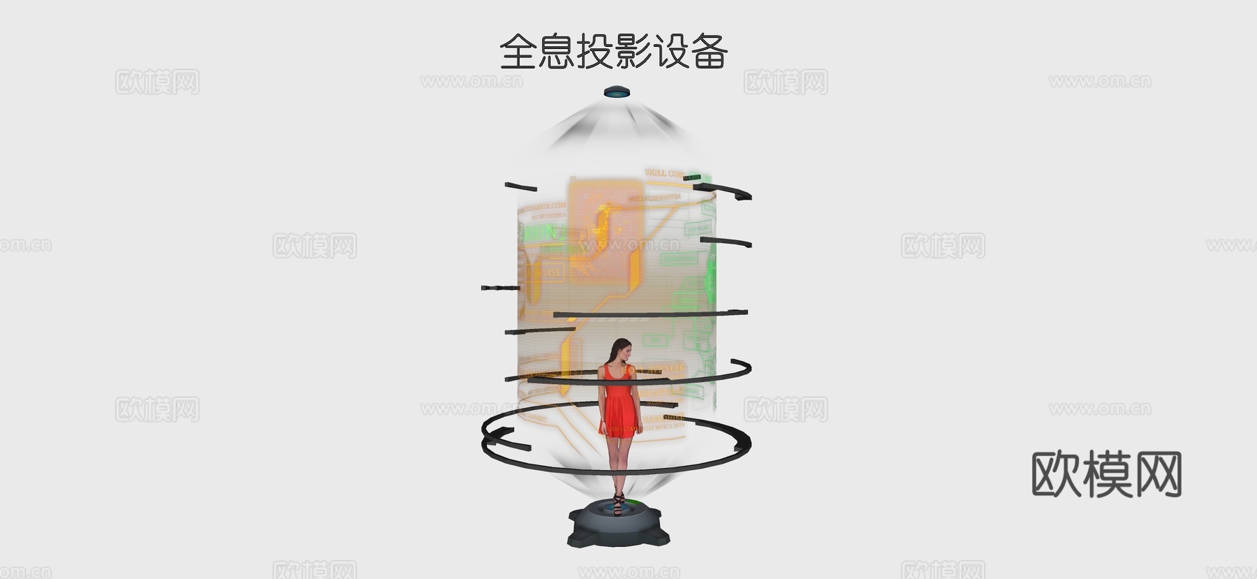 现代全息投影设备 vr设备su模型