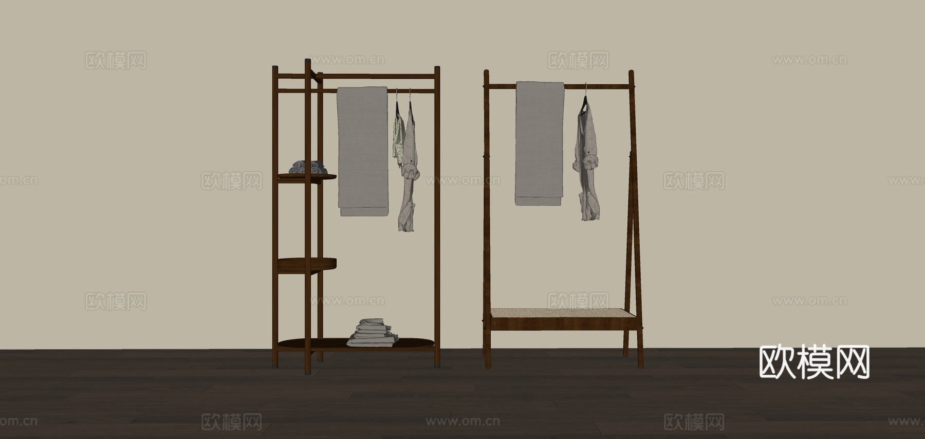 中古衣架 侘寂衣帽架su模型