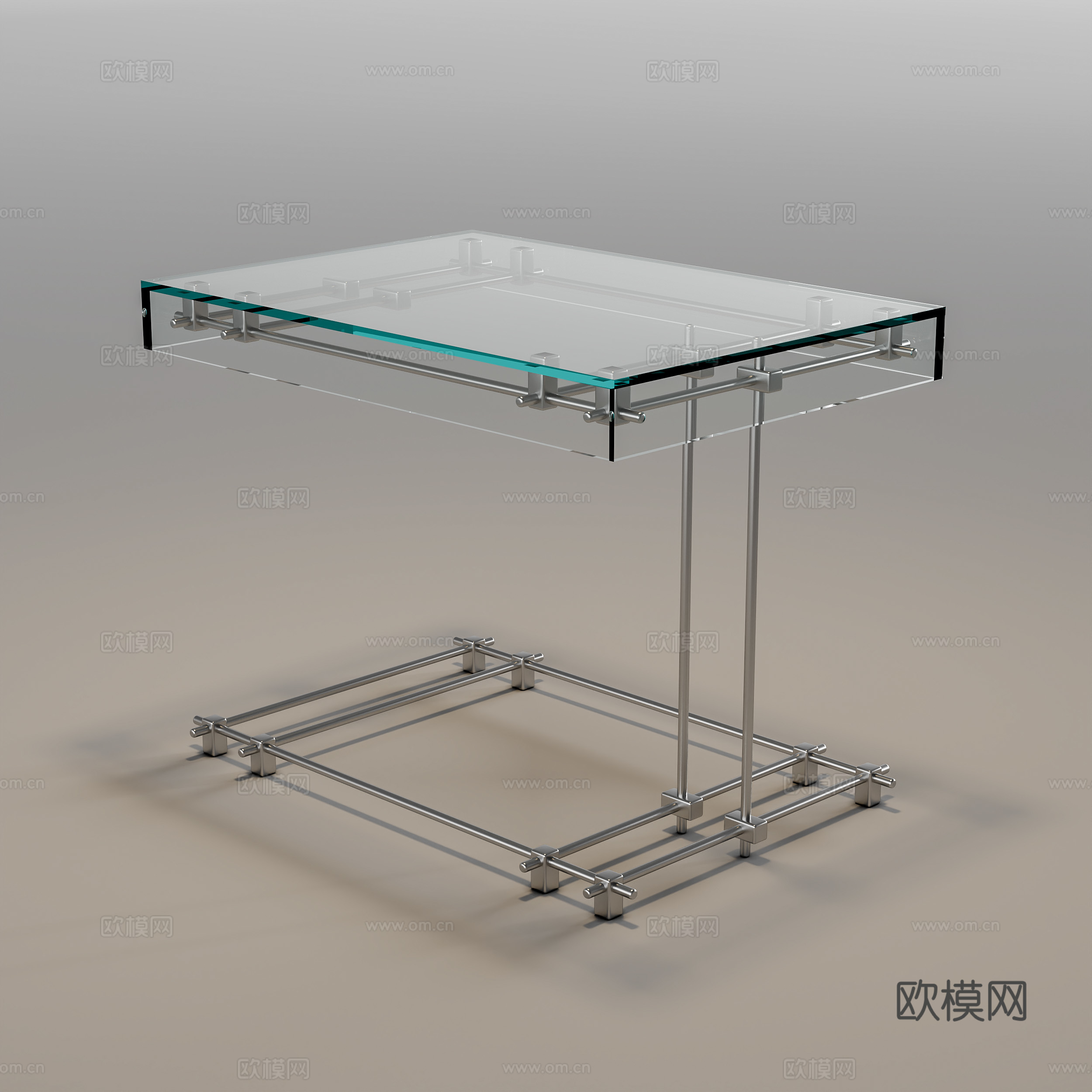 现代玻璃边几3d模型