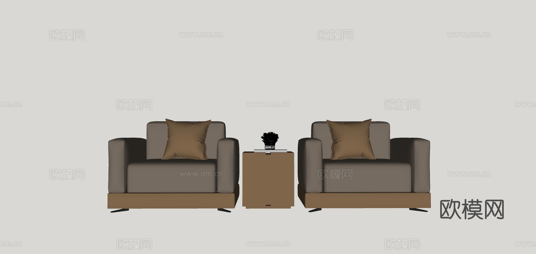 现代单人沙发su模型下载（渲染图2）