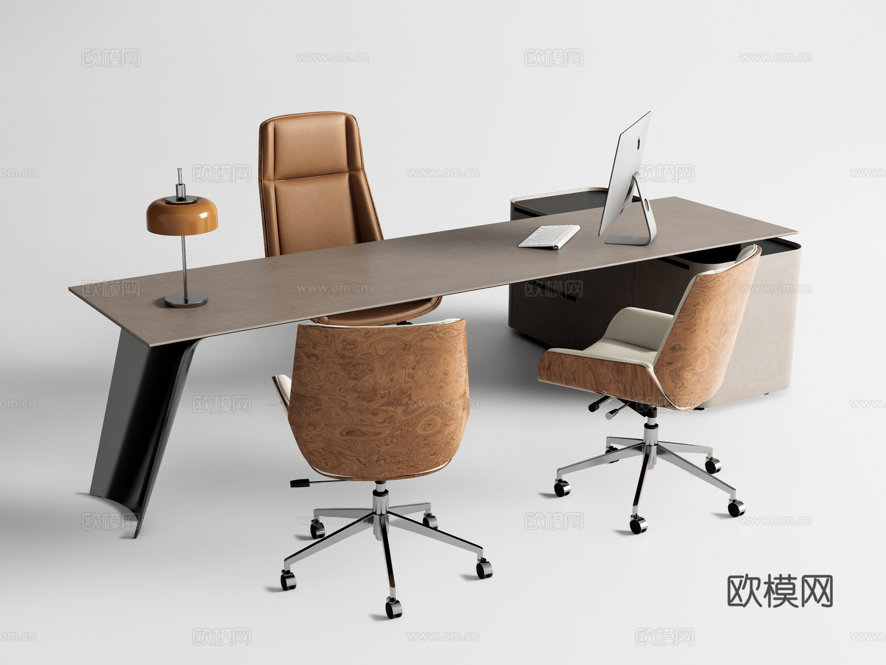 现代办公桌 经理办公桌 老板桌 办公桌椅组合su模型