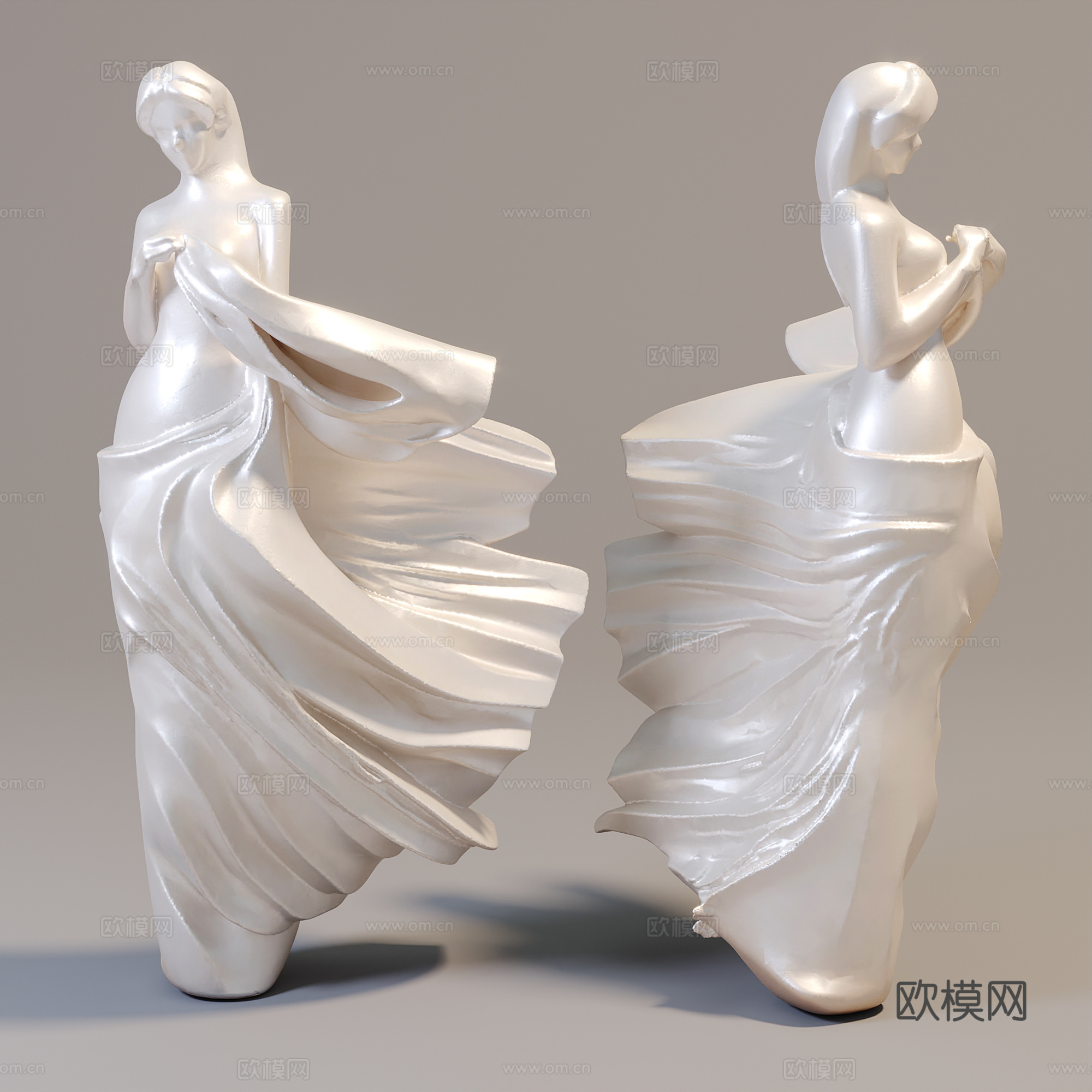 现代女性人物雕塑3d模型