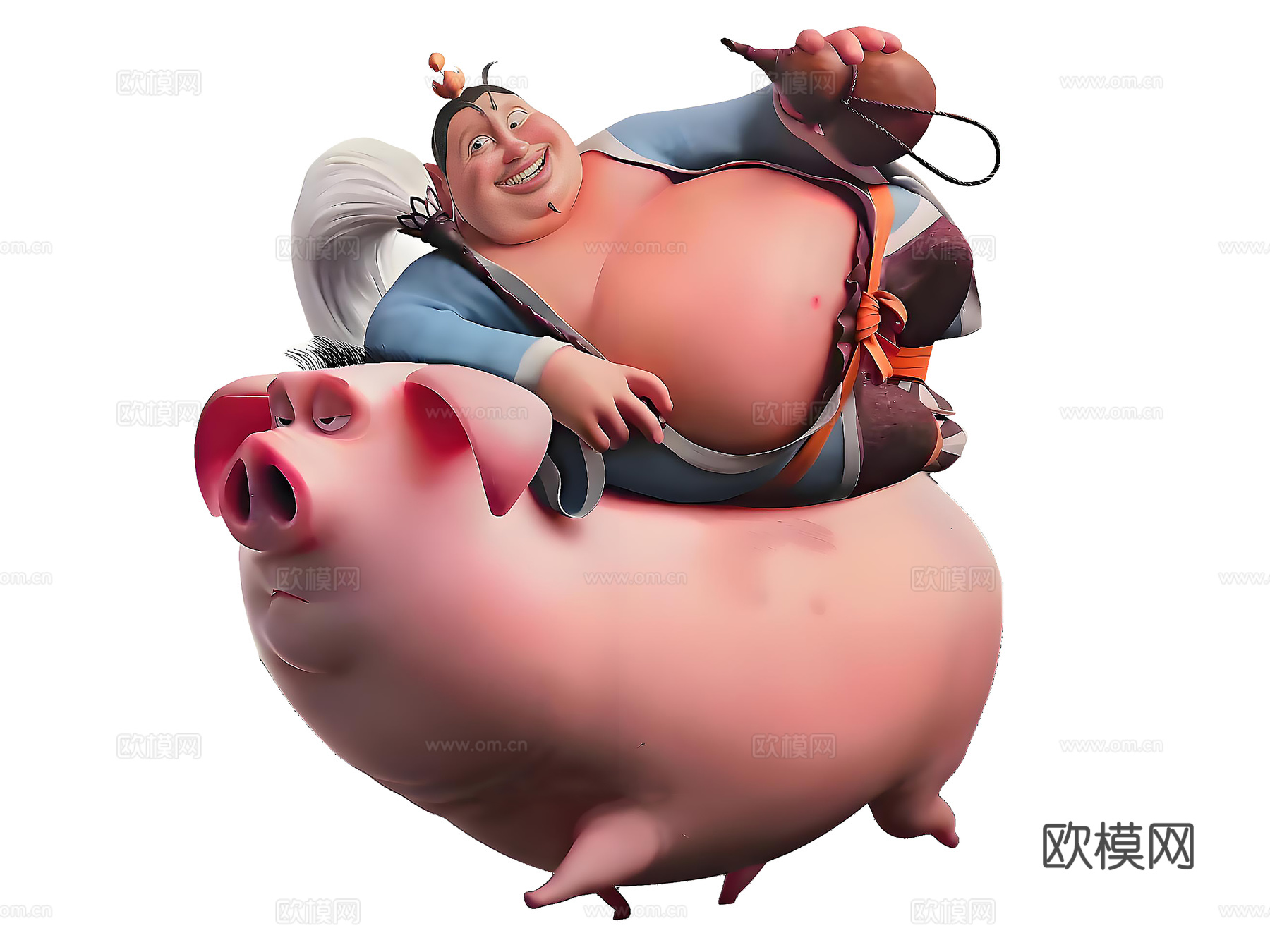 2025年最新哪吒之魔童闹海太乙真人骑猪CADcad施工图下载（渲染图4）