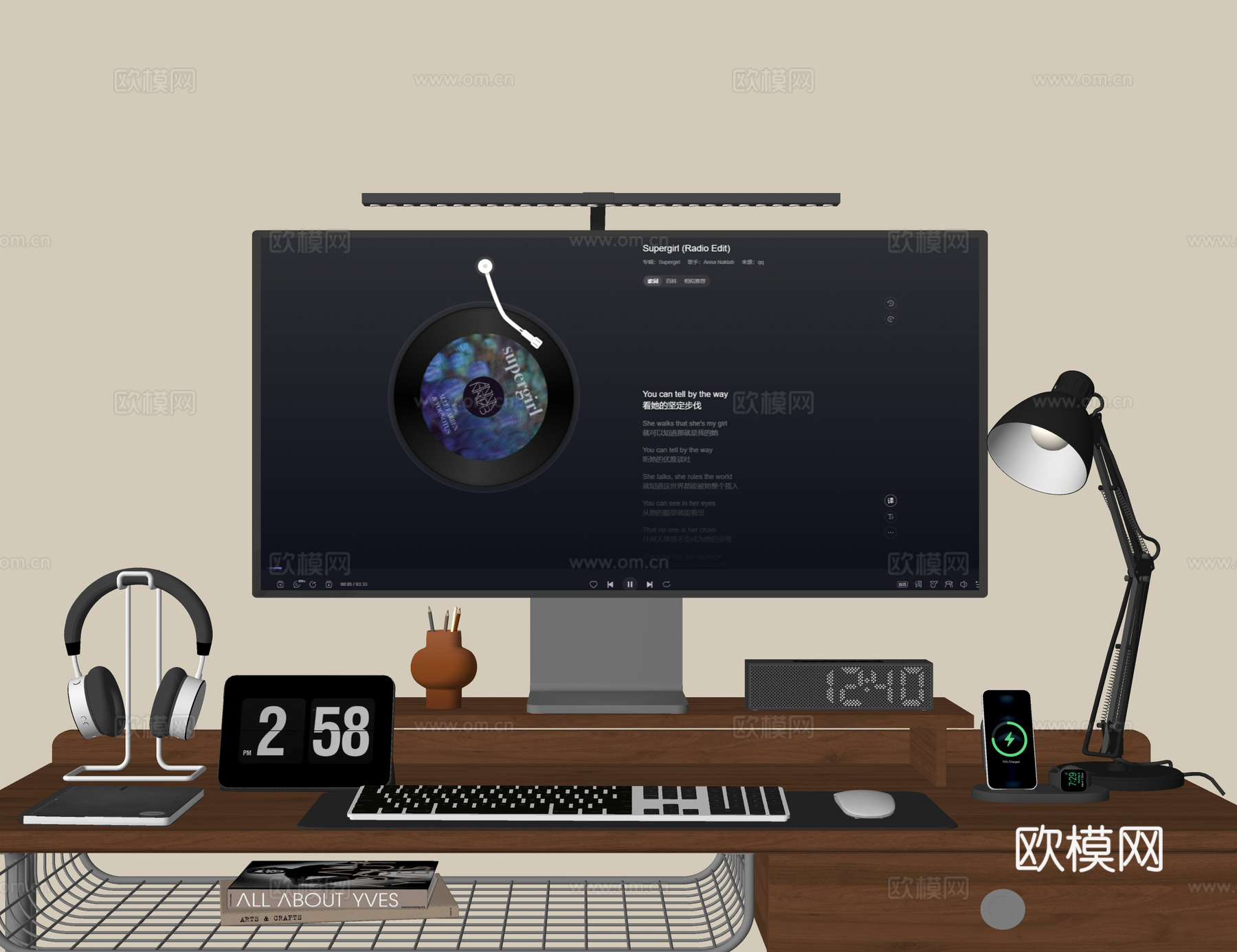 电脑 台式电脑 显示器 数码组合su模型下载（渲染图2）
