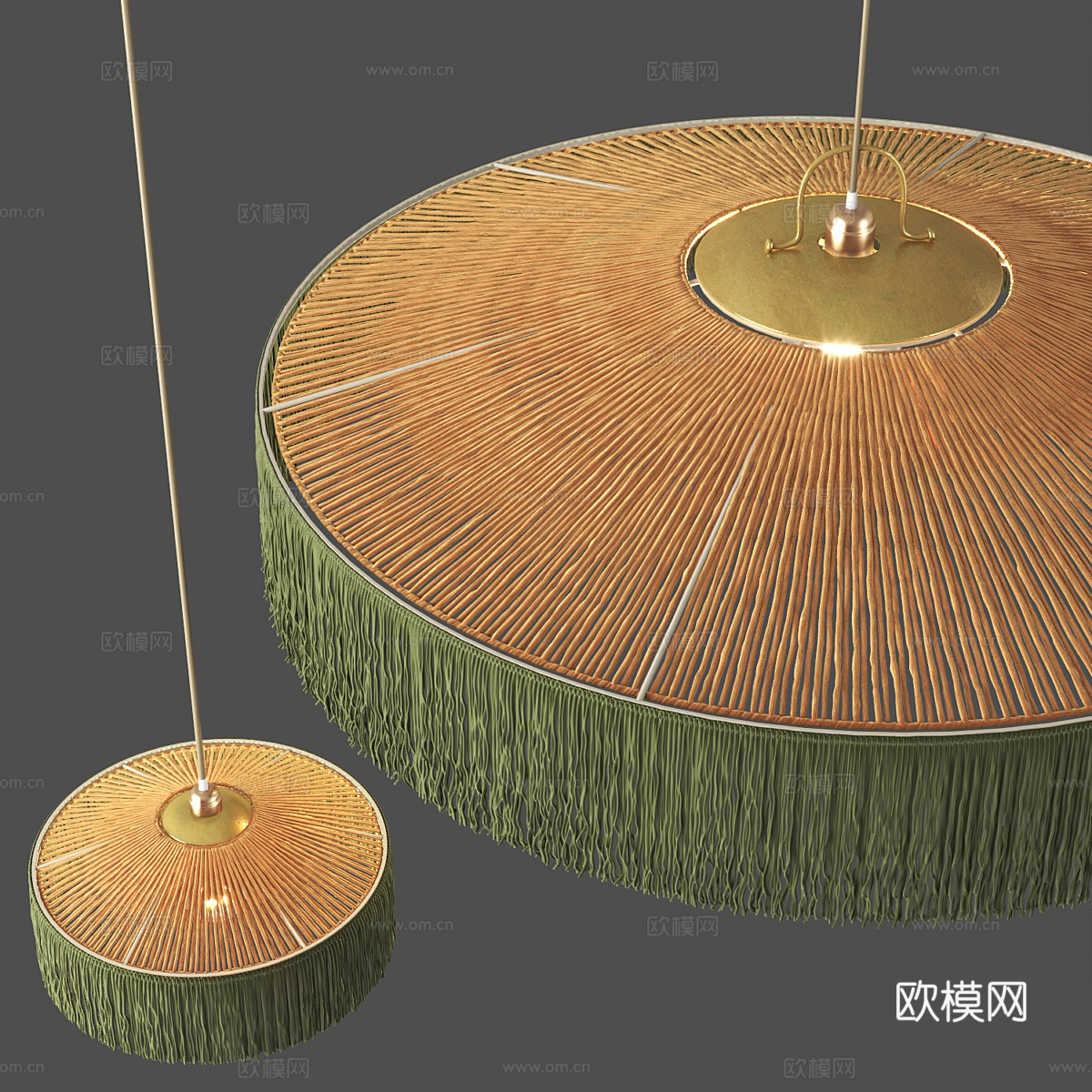 新中式侘寂编织流苏吊灯3d模型