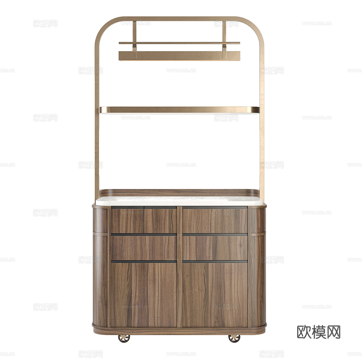 新中式轻奢移动服务台3d模型下载（渲染图3）