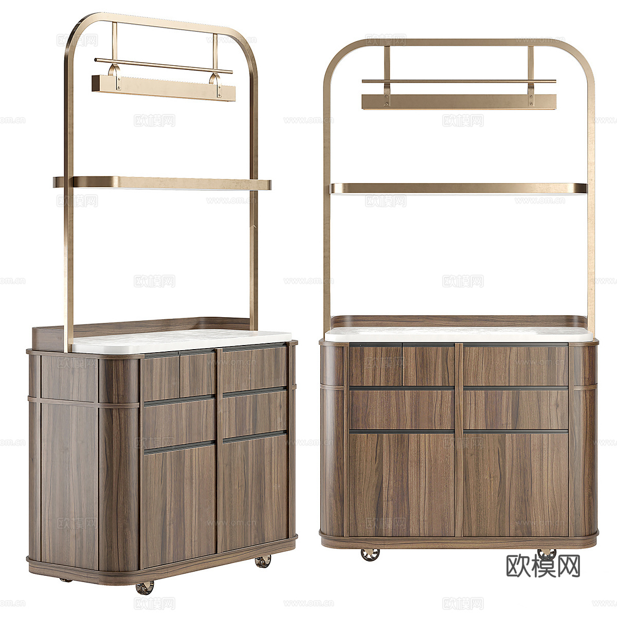 新中式轻奢移动服务台3d模型下载（渲染图1）