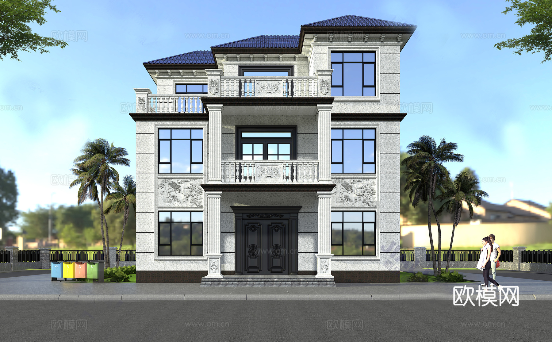 仿石漆建筑外观3d模型下载