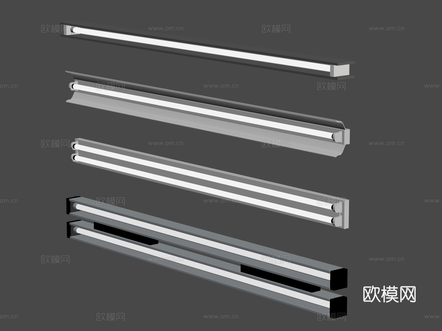工业风LED日光灯 长条线性灯su模型下载（渲染图2）