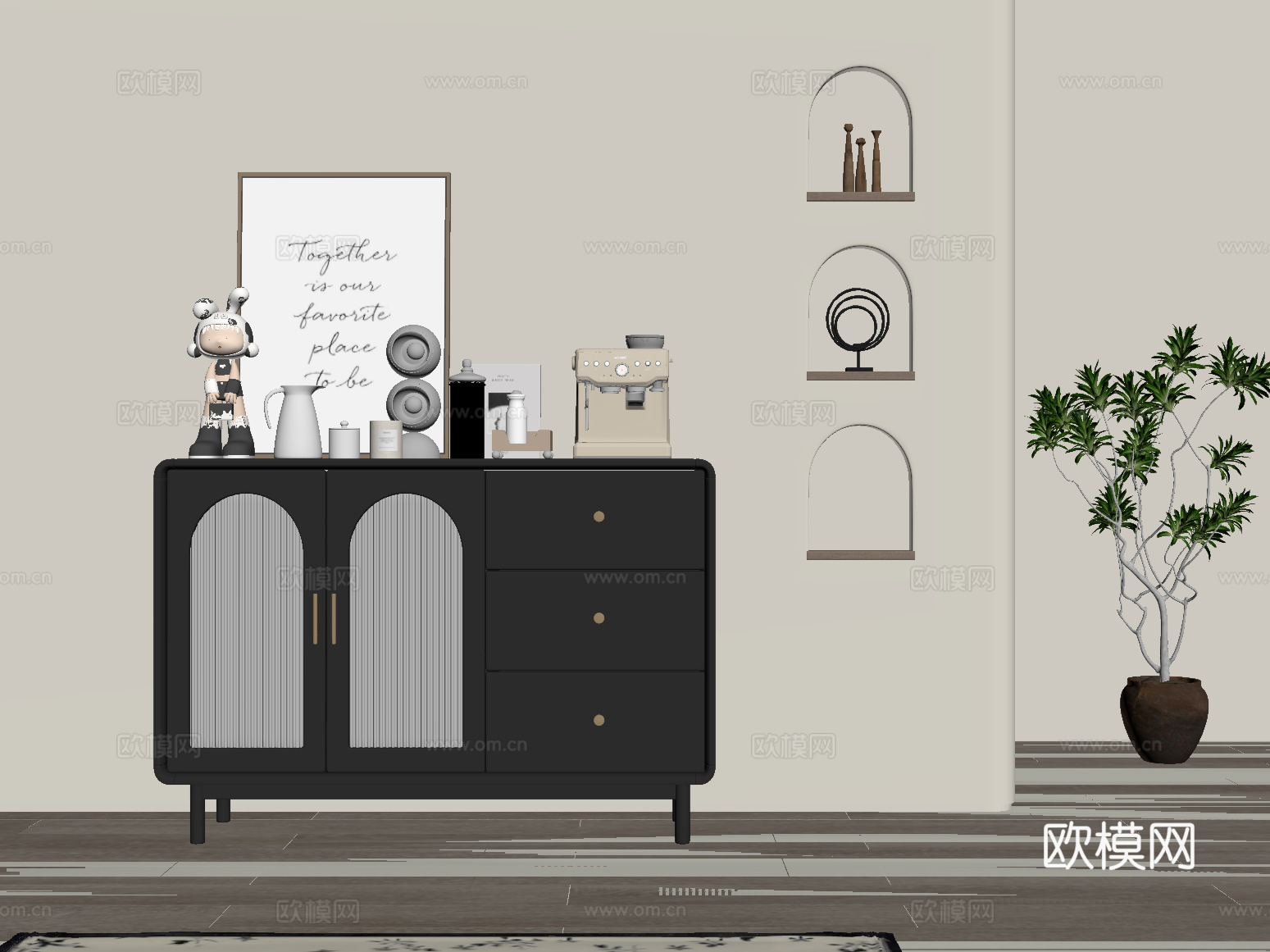 法式玄关柜su模型