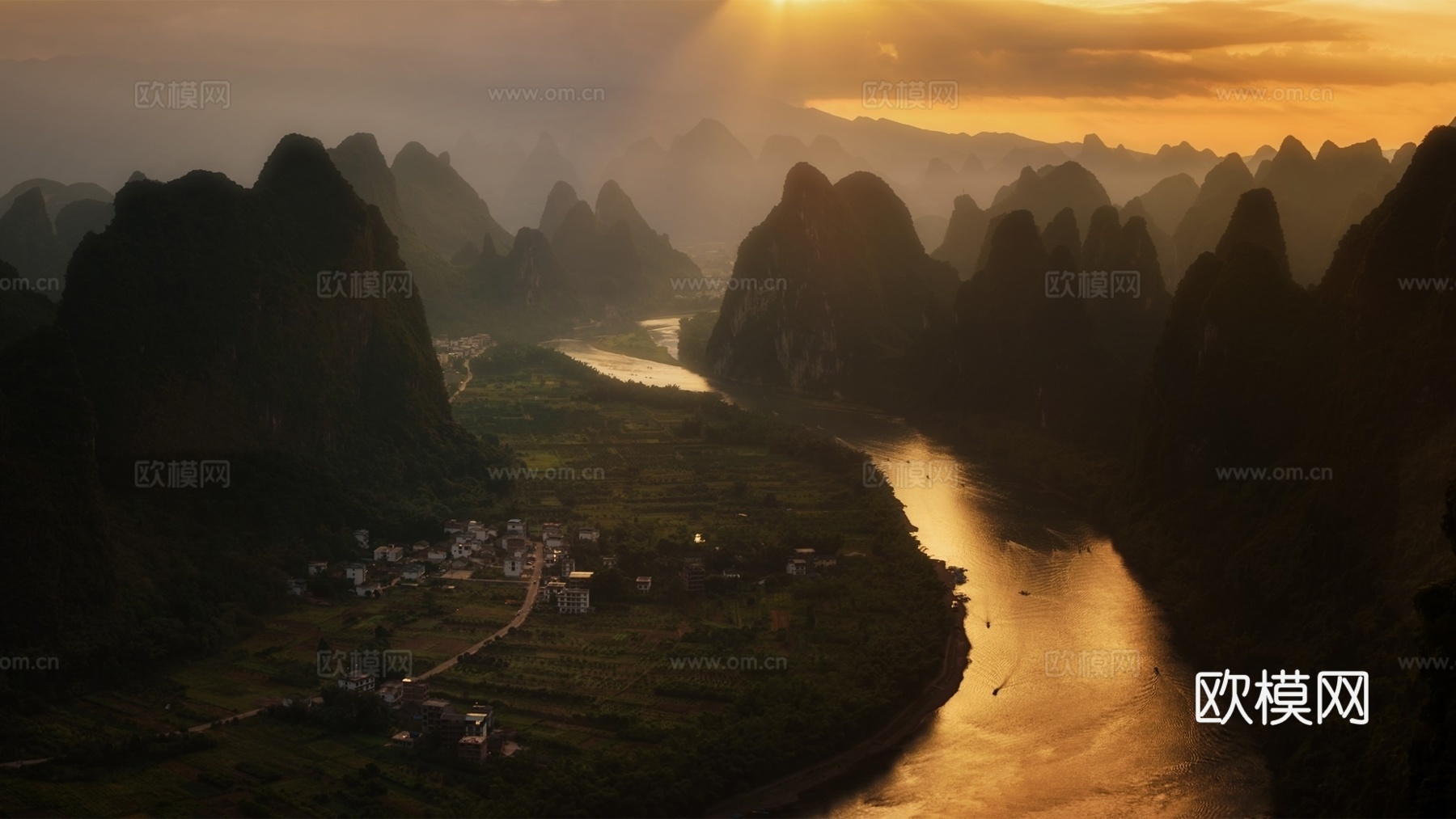 桂林阳朔漓江山水风景