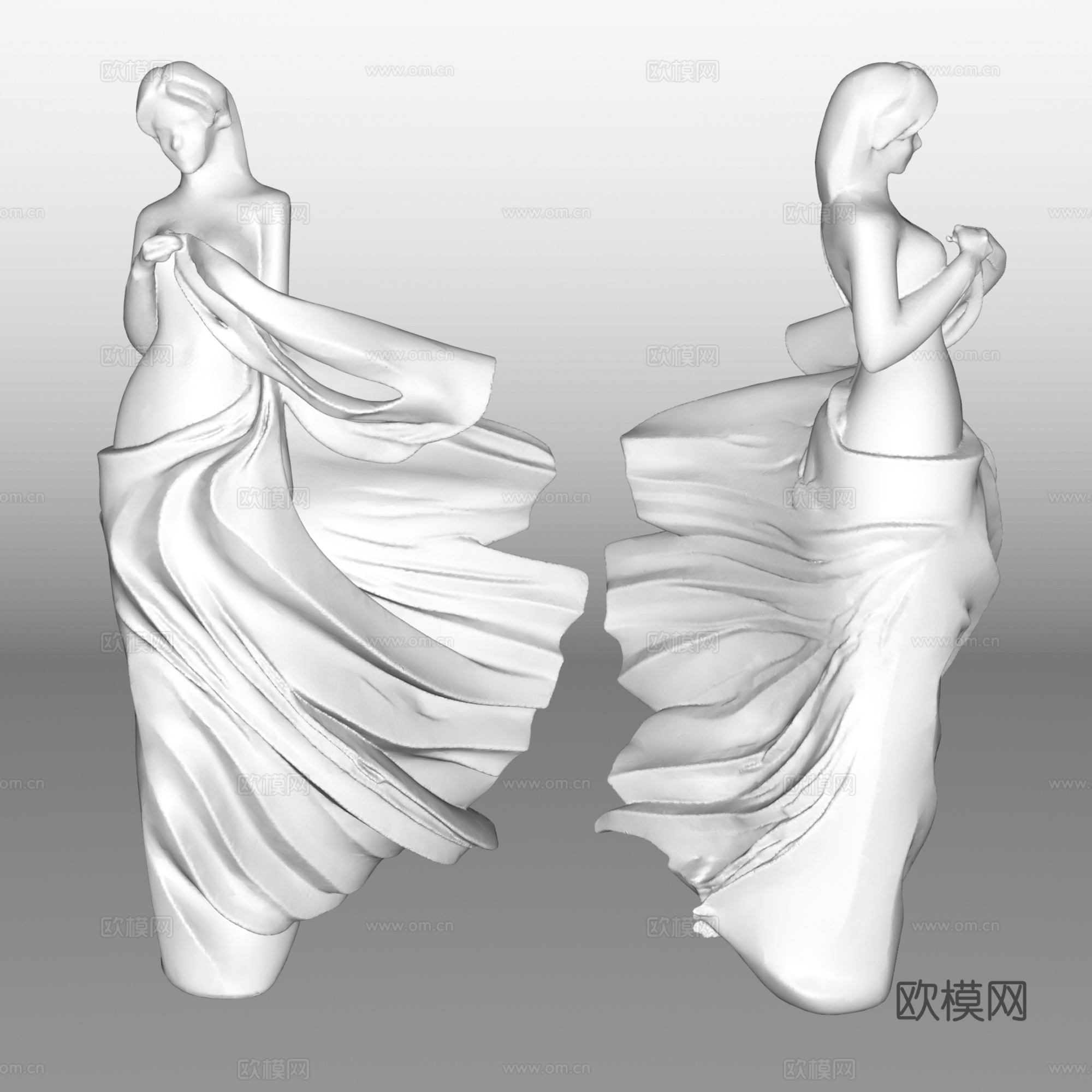 现代女性人物雕塑3d模型