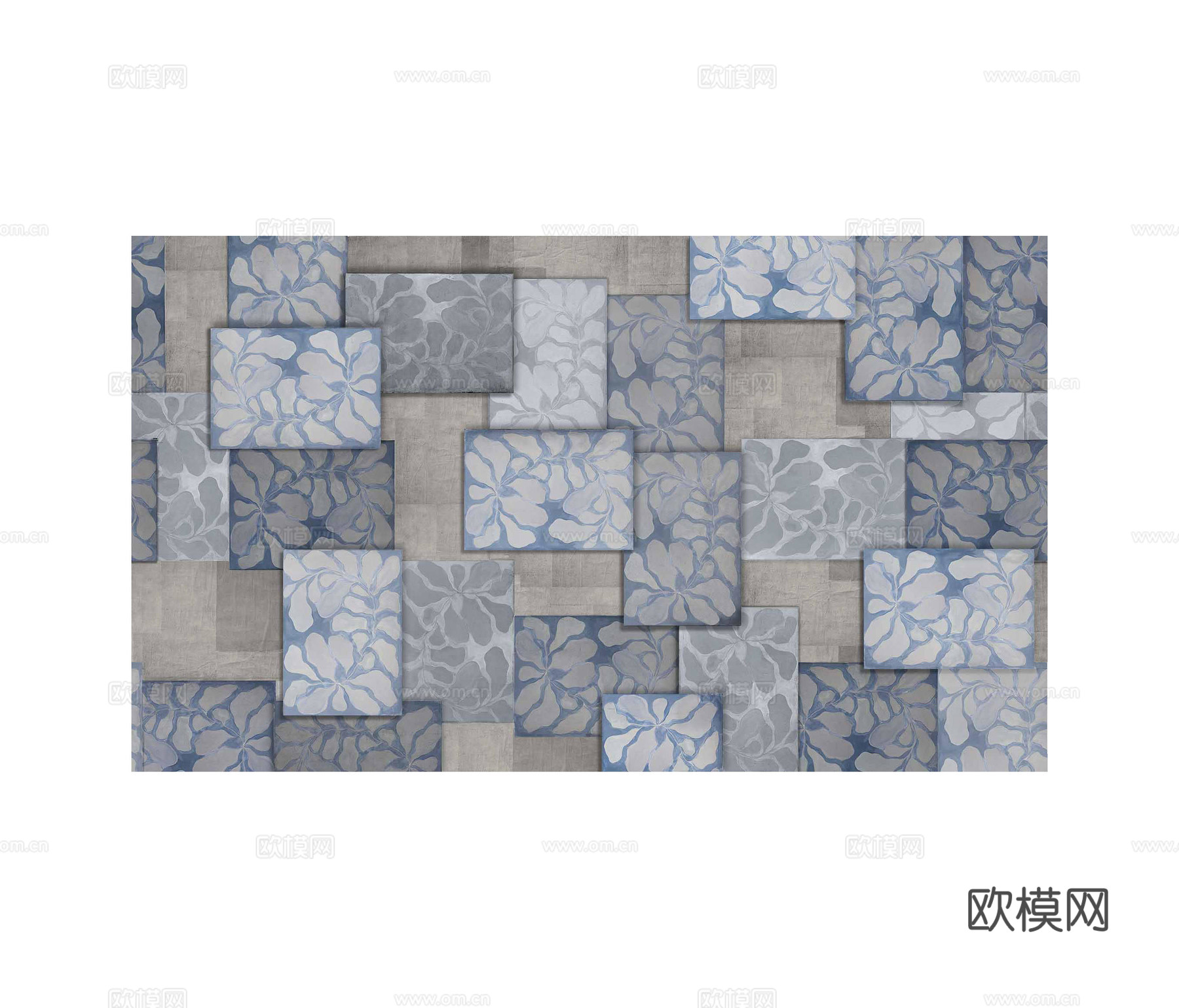 蓝色印花壁纸