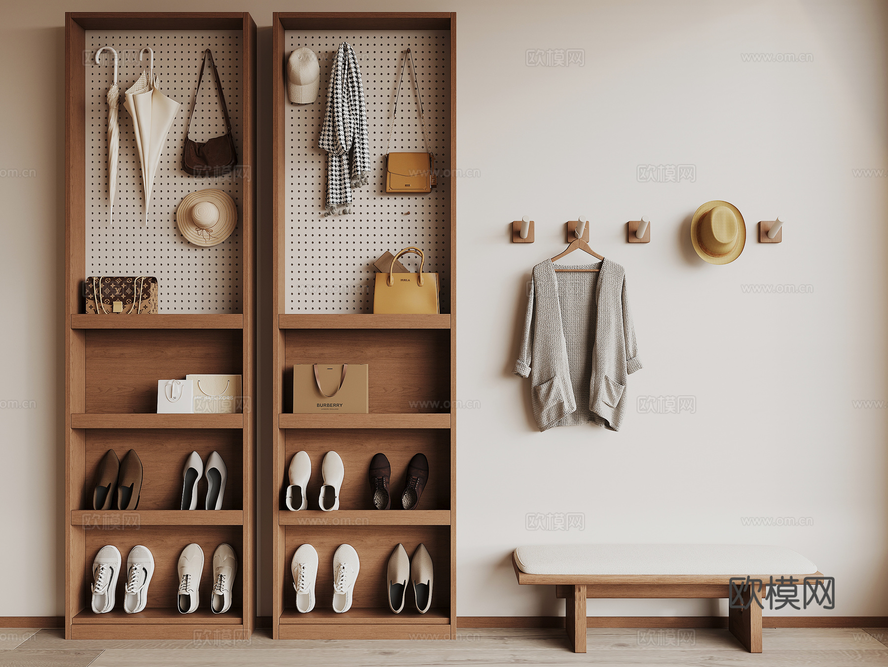 现代鞋架su模型下载（渲染图1）