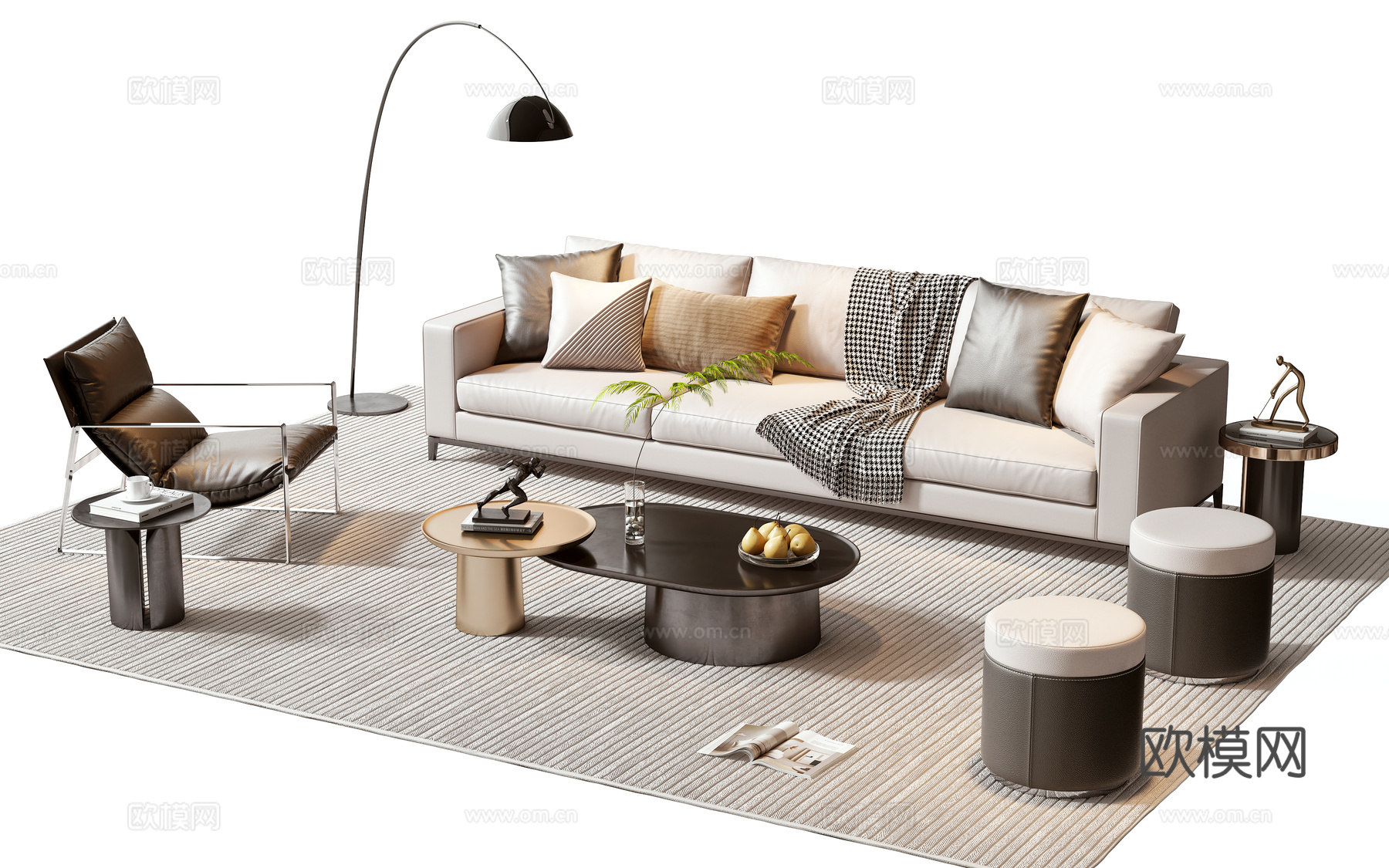Minotti 现代沙发茶几组合su模型